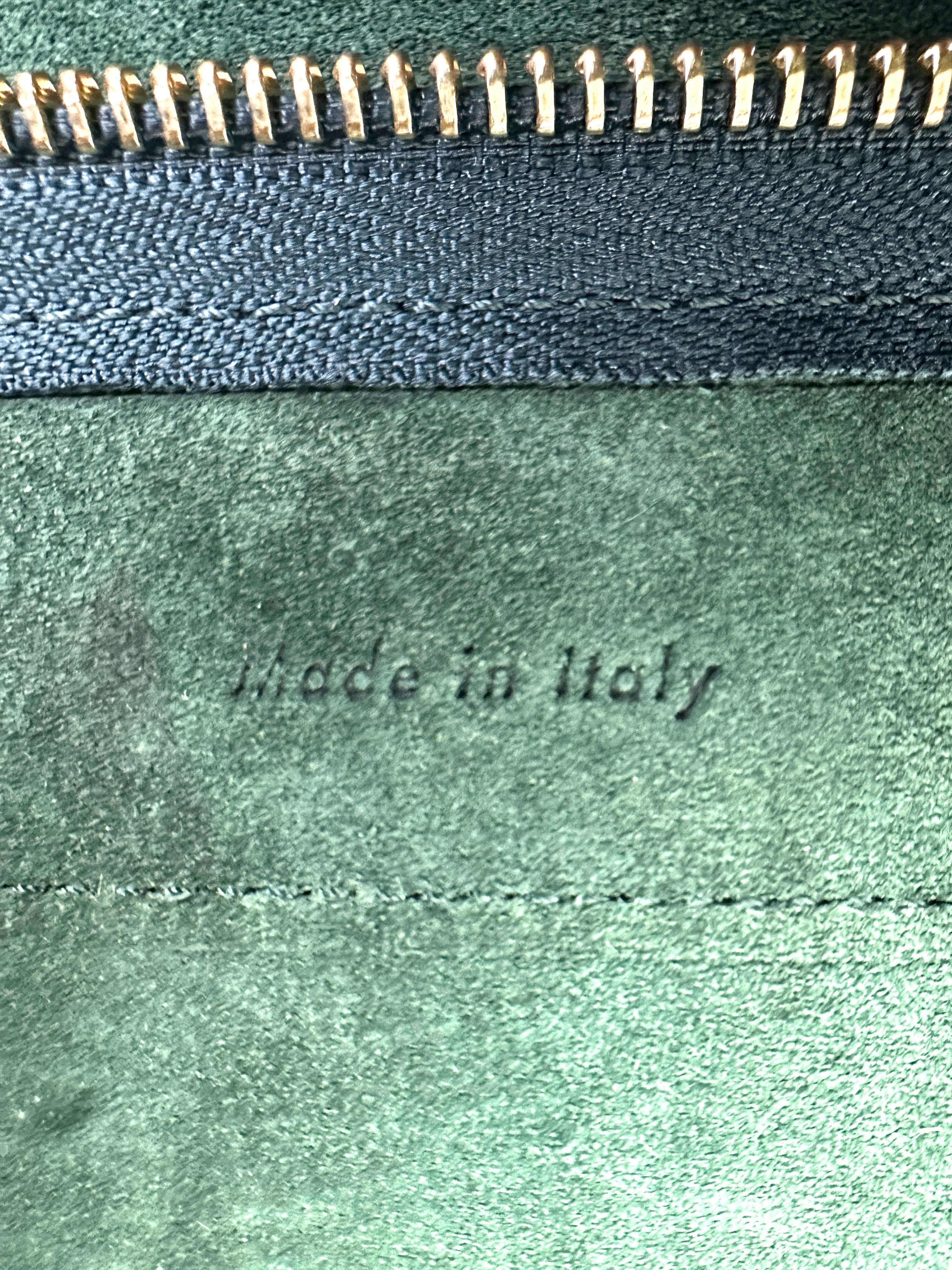 Celine Dark Green Leather Belt Handle Bag CE156