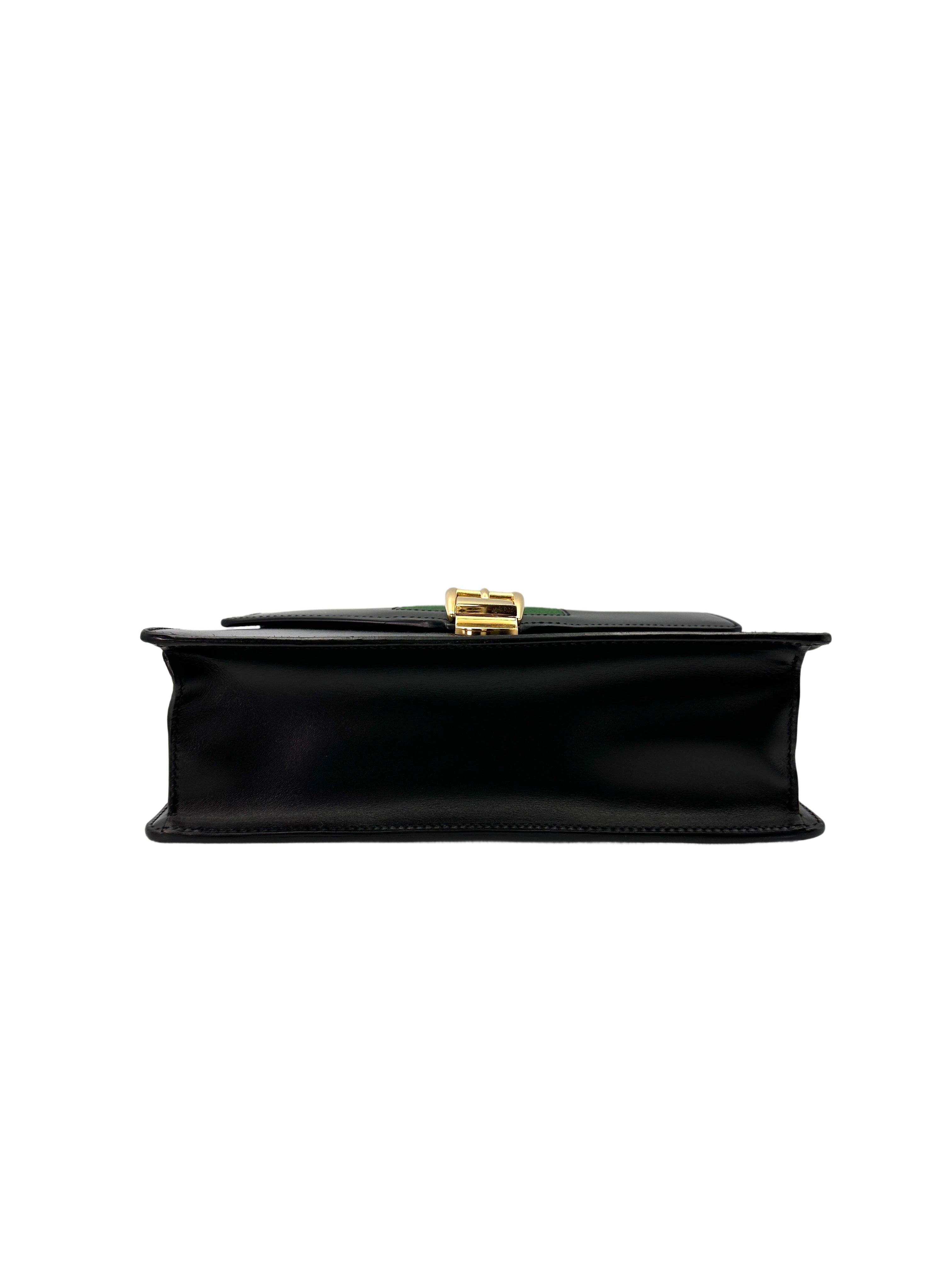 Gucci Sylvie Black Leather Handle Bag GG877
