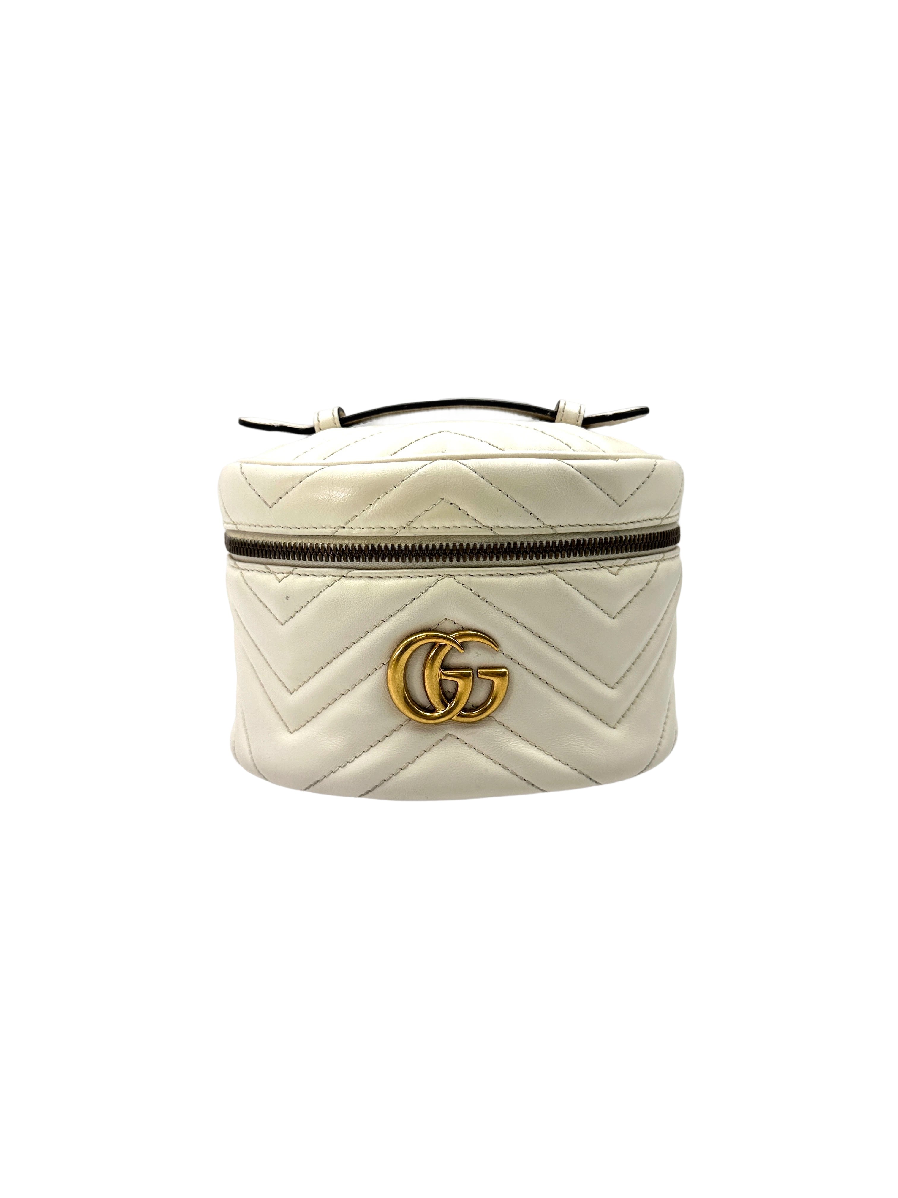 Gucci GG Marmont White Chevron Quilted Leather Backpack GG893