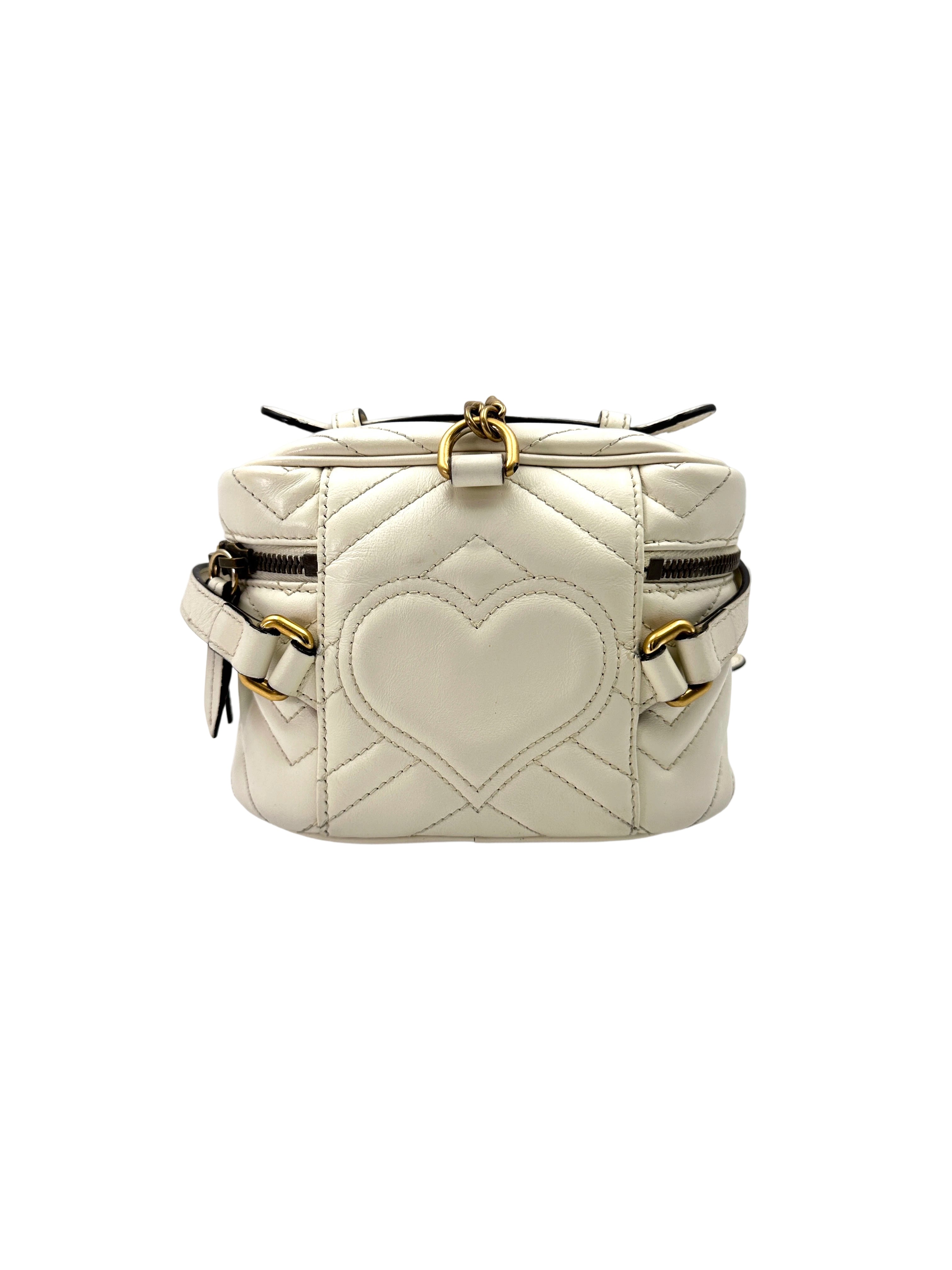 Gucci GG Marmont White Chevron Quilted Leather Backpack GG893