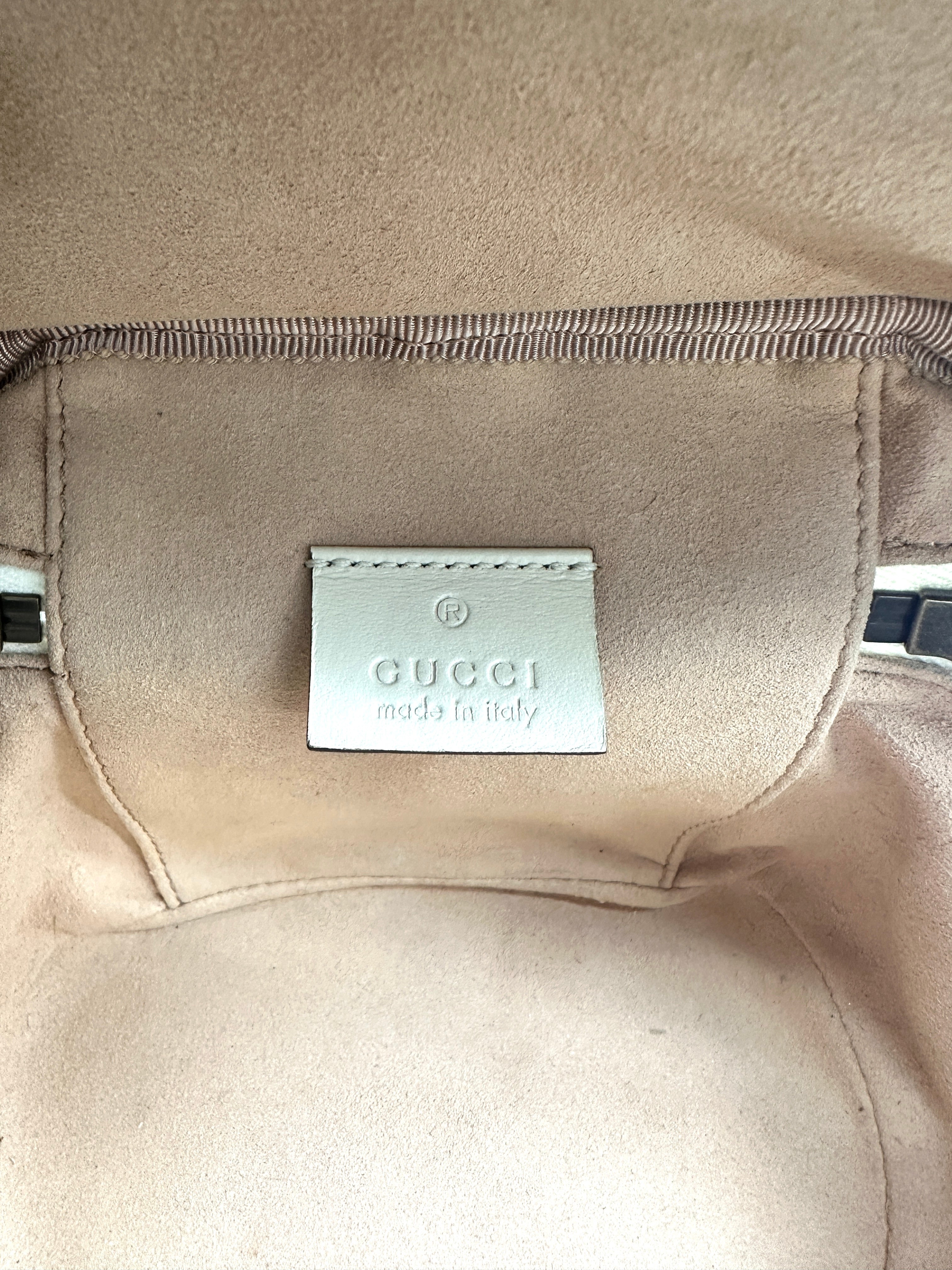 Gucci GG Marmont White Chevron Quilted Leather Backpack GG893
