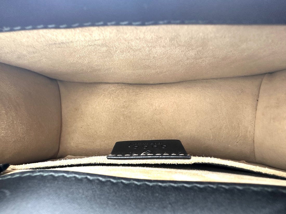 Gucci Sylvie Bee Star Black Leather Shoulder Bag GG891