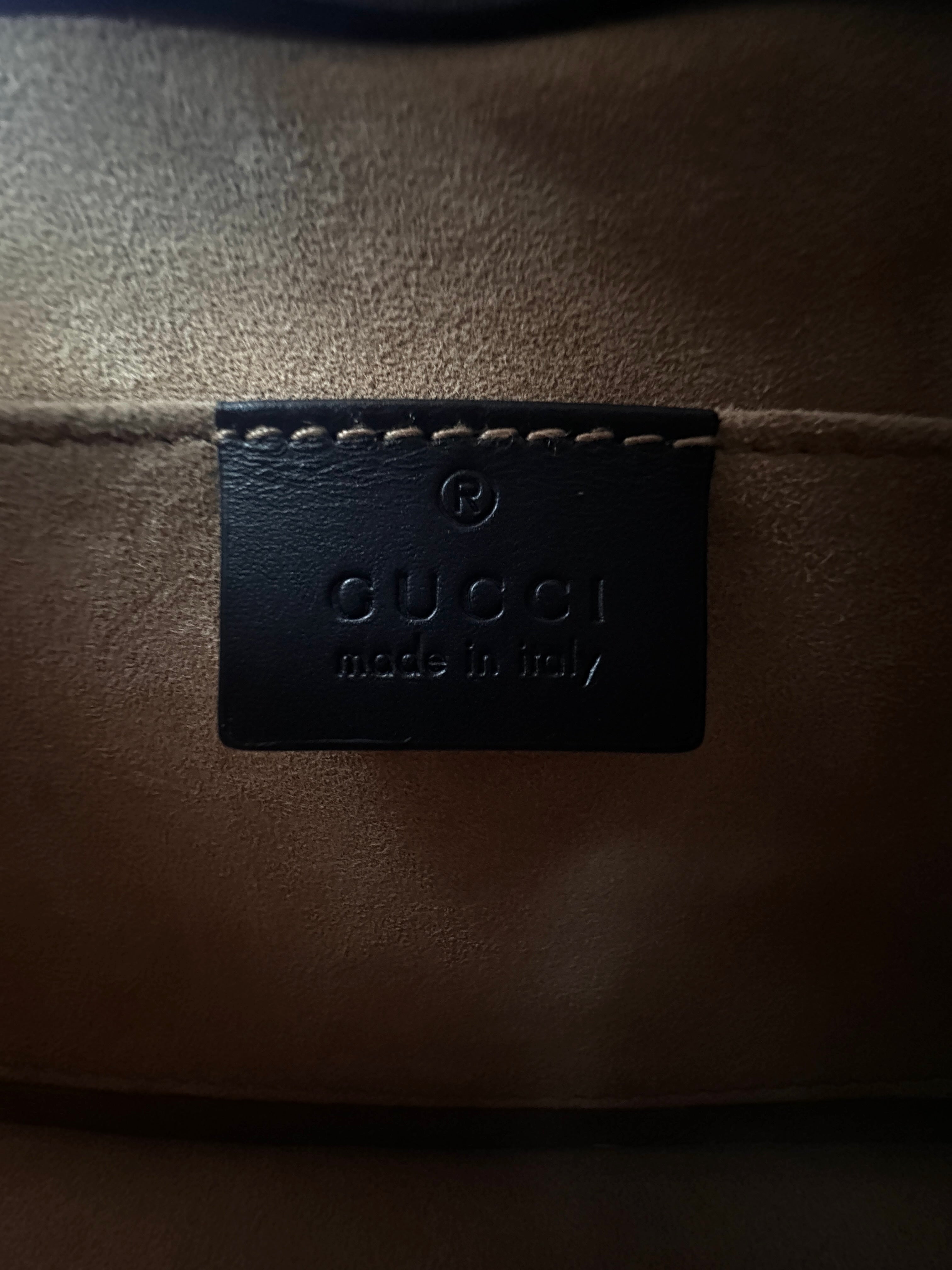 Gucci Sylvie Bee Star Black Leather Shoulder Bag GG891