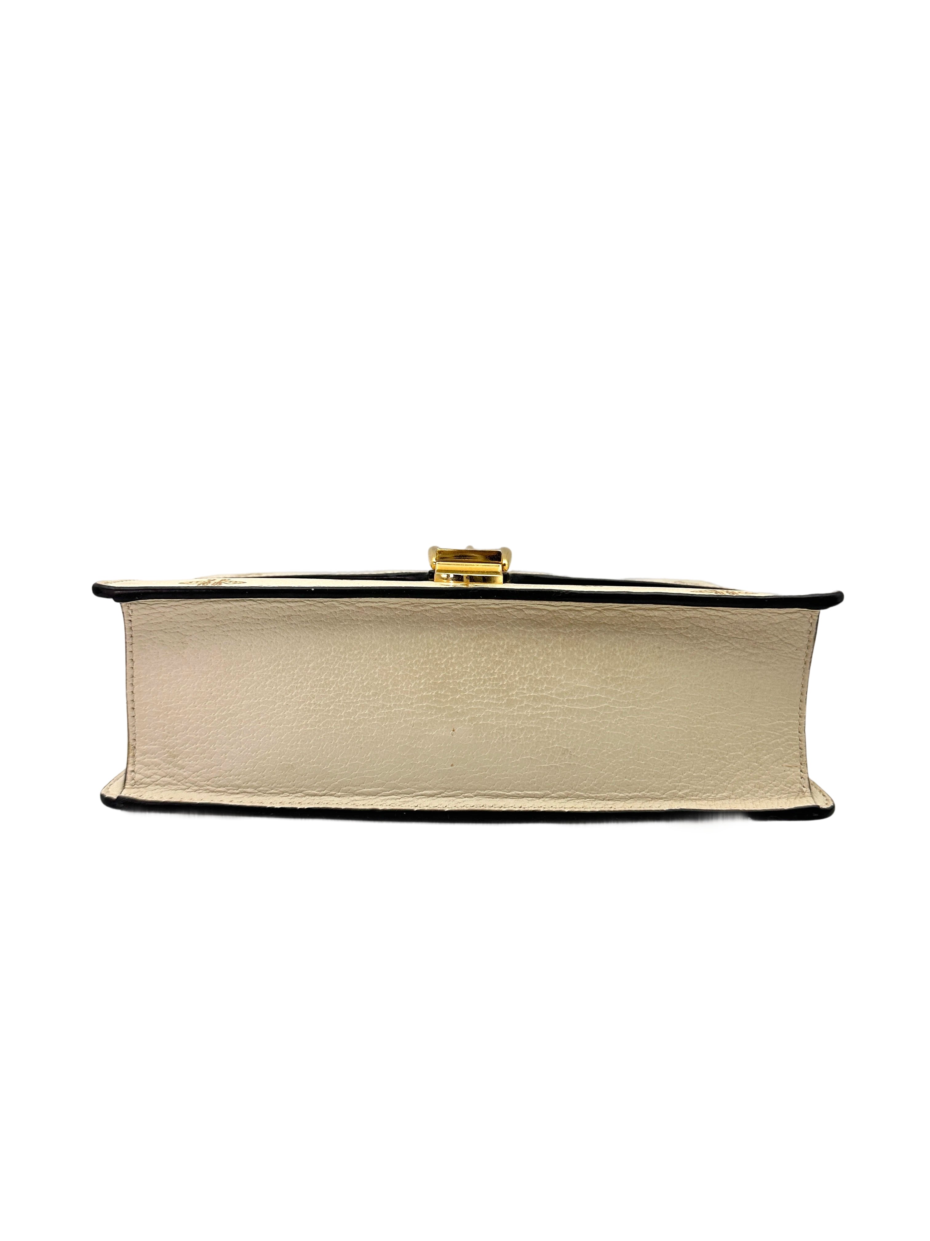 Gucci Sylvie Bee Star White Leather Shoulder Bag GG882
