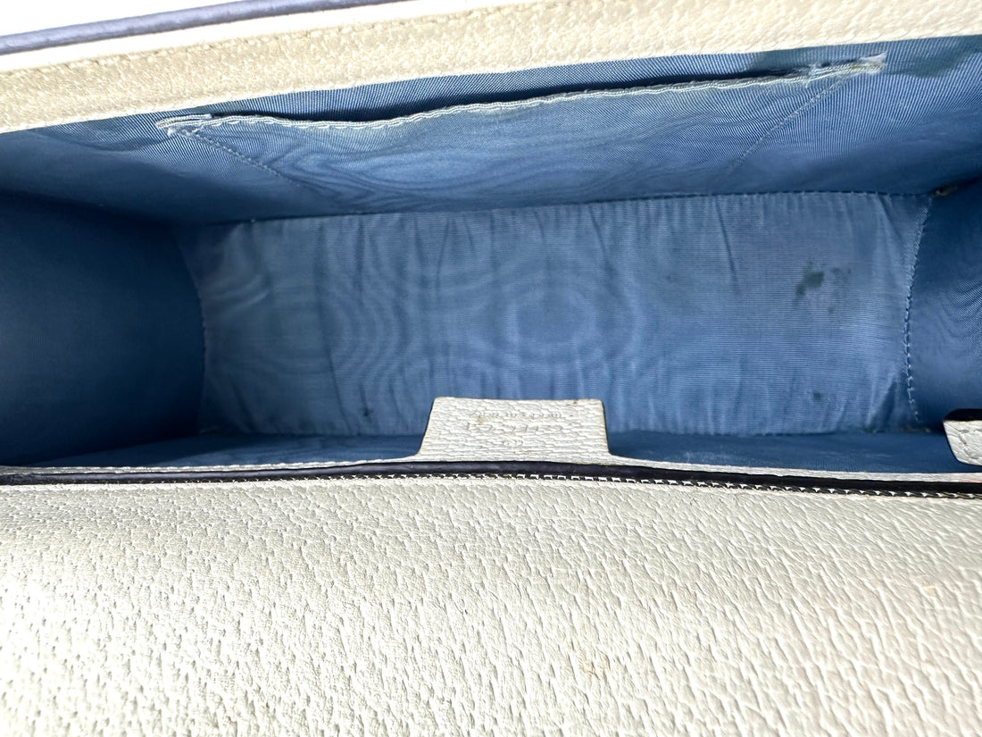 Gucci Sylvie Bee Star White Leather Shoulder Bag GG882