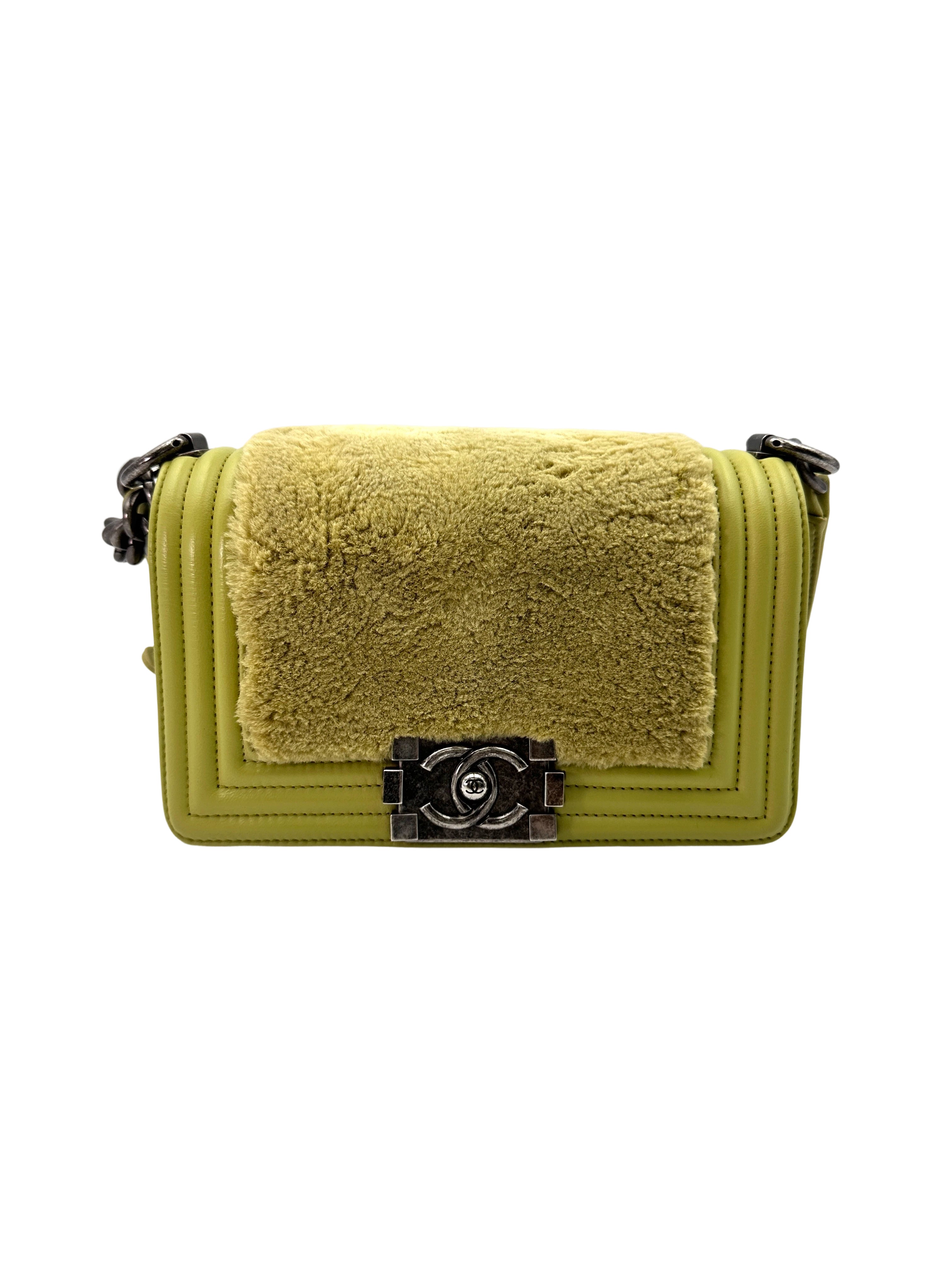 Chanel LeBoy Yellow Rabbit Fur Leather Flap Bag With Silver Buckle(18***23) CC1843