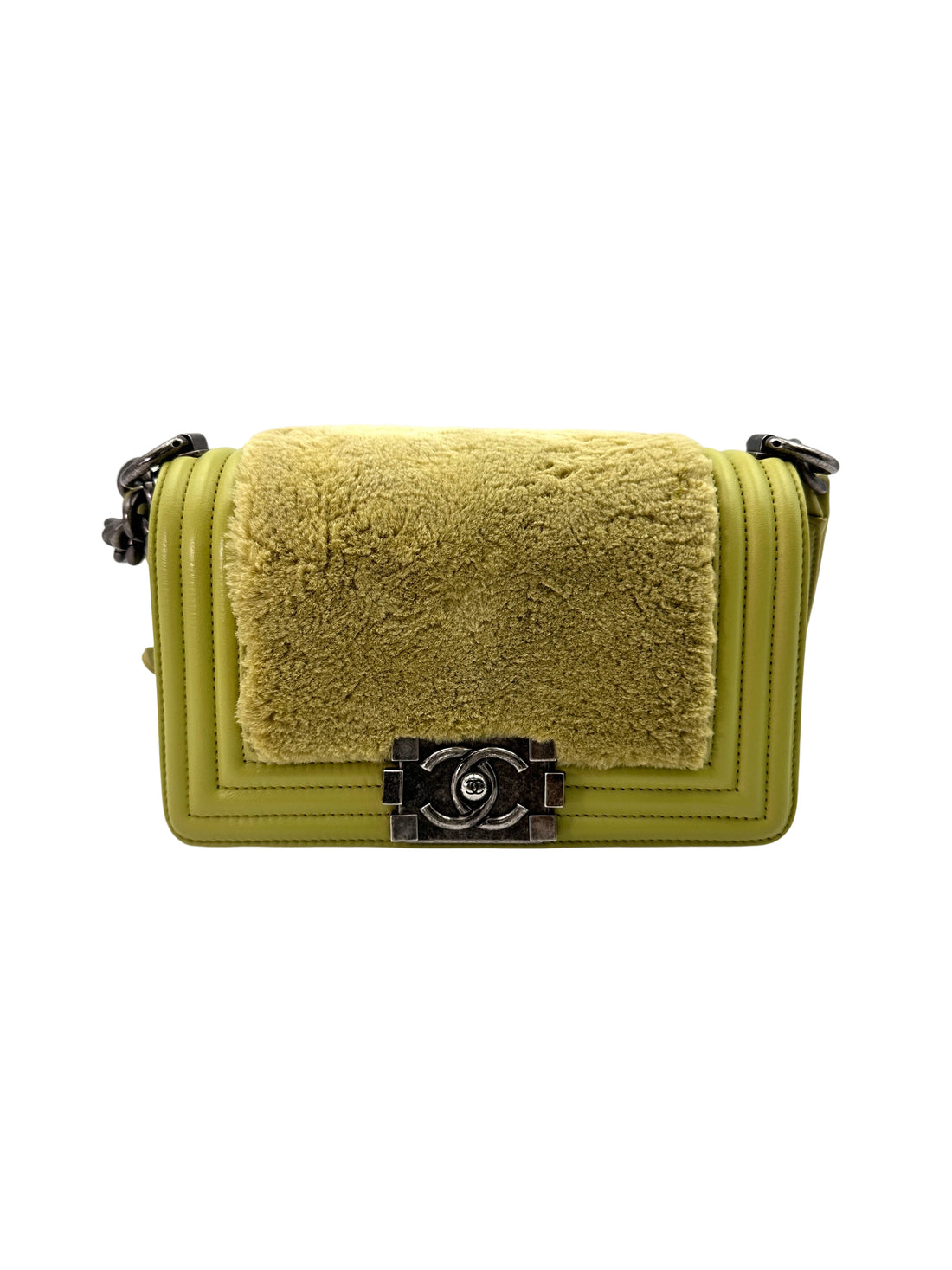 Chanel LeBoy Yellow Rabbit Fur Leather Flap Bag With Silver Buckle(18***23) CC1843