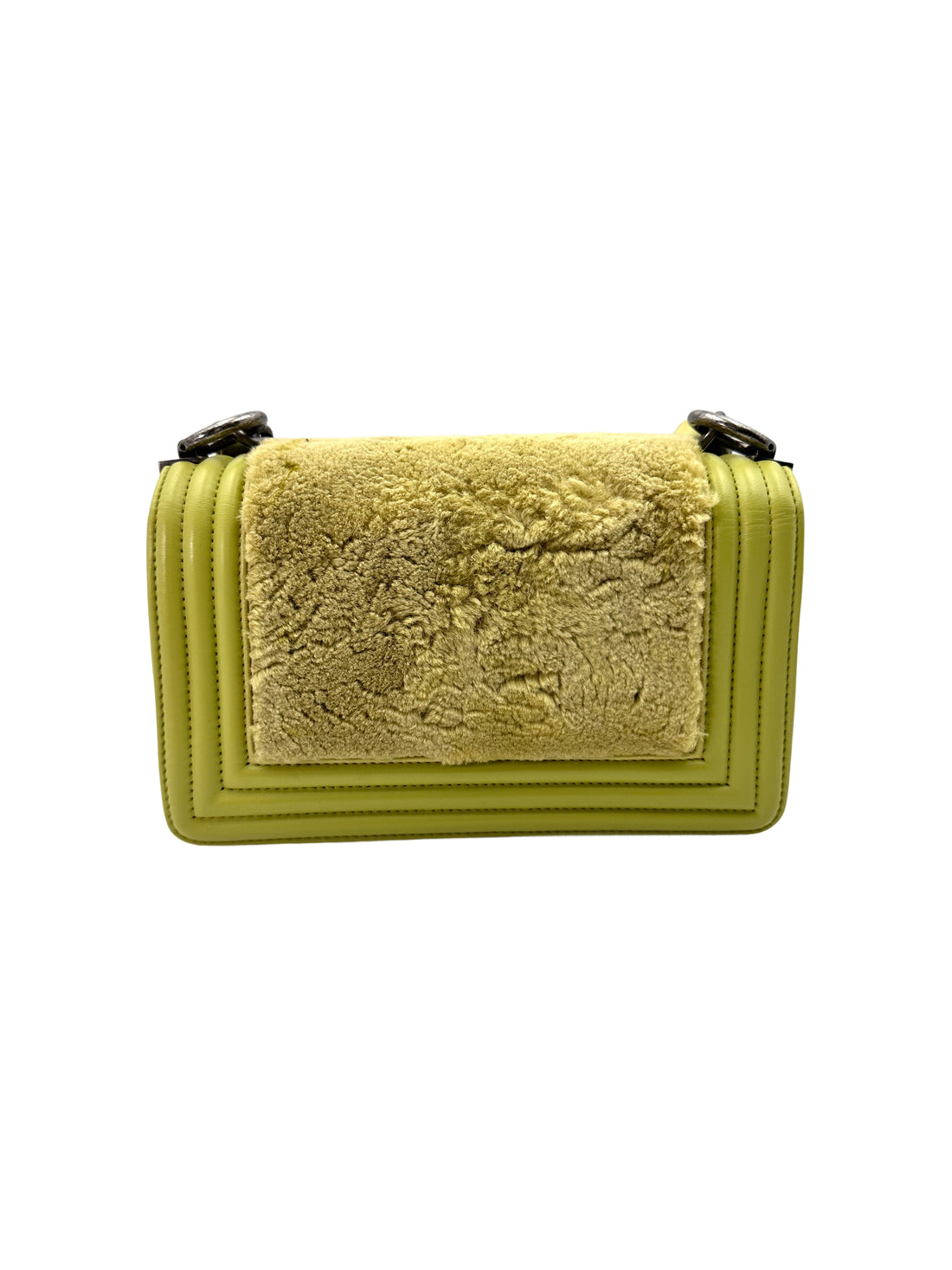 Chanel LeBoy Yellow Rabbit Fur Leather Flap Bag With Silver Buckle(18***23) CC1843