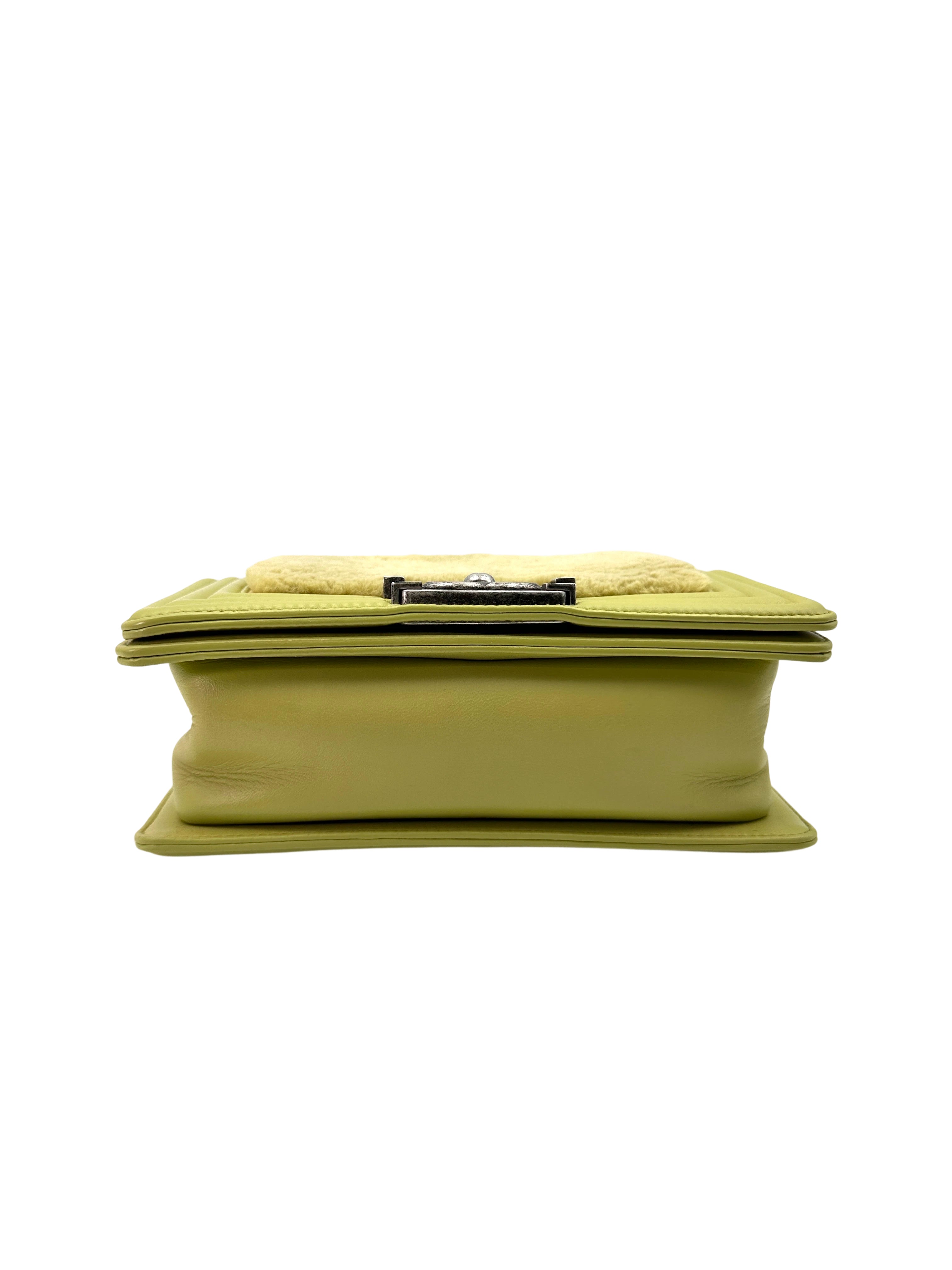 Chanel LeBoy Yellow Rabbit Fur Leather Flap Bag With Silver Buckle(18***23) CC1843