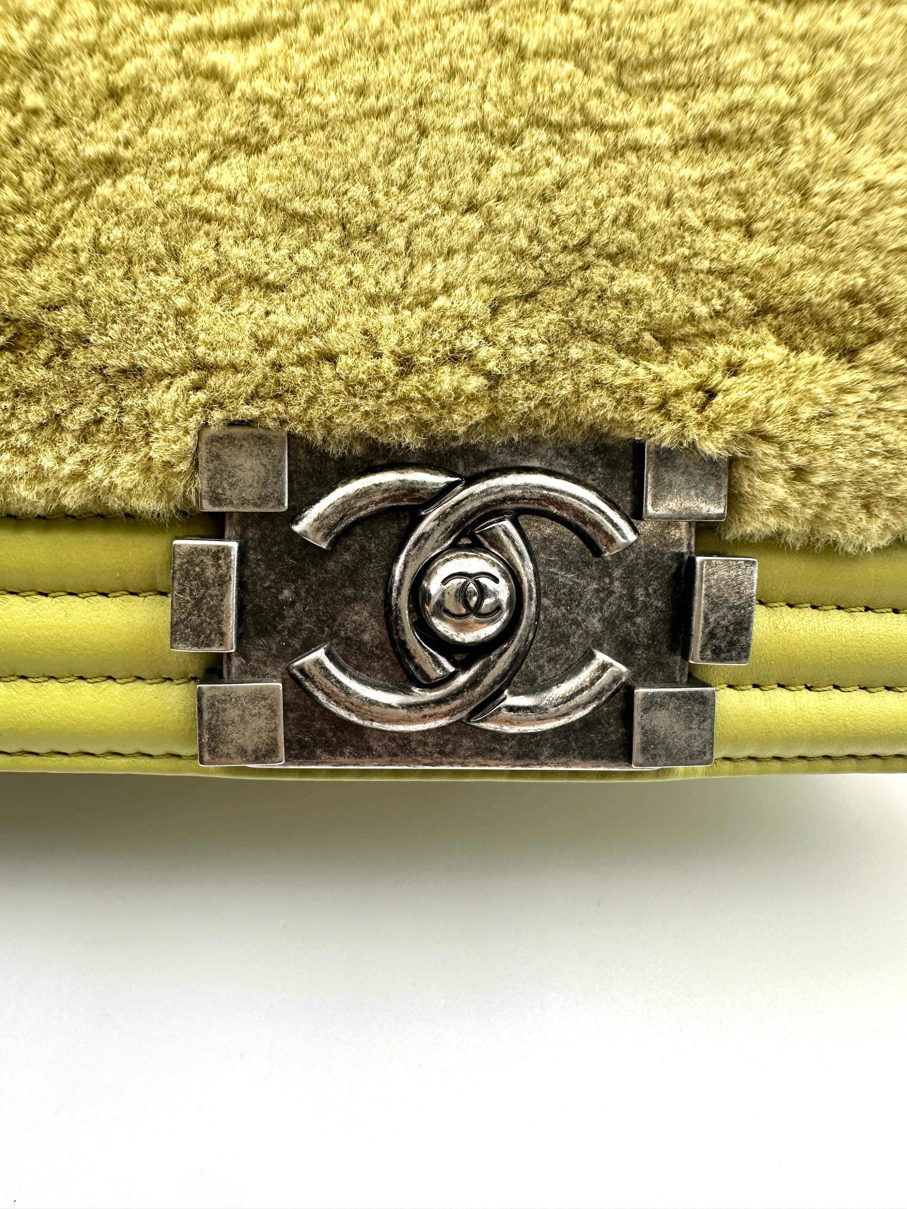 Chanel LeBoy Yellow Rabbit Fur Leather Flap Bag With Silver Buckle(18***23) CC1843