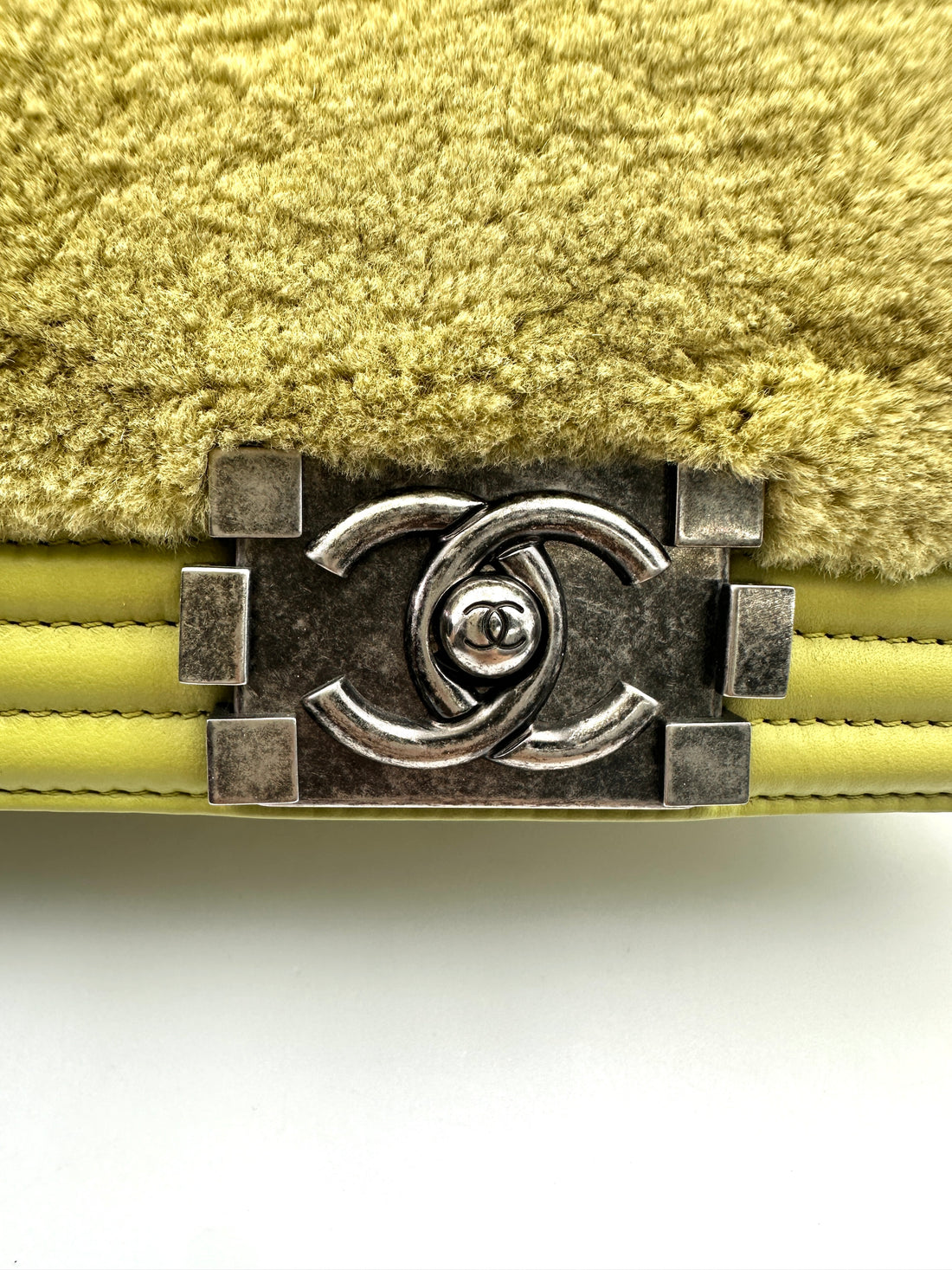 Chanel LeBoy Yellow Rabbit Fur Leather Flap Bag With Silver Buckle(18***23) CC1843