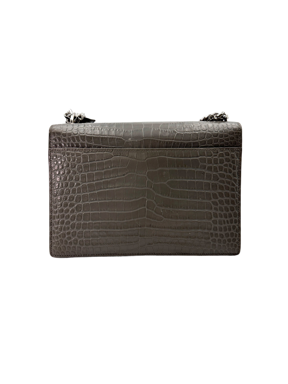 Saint Laurent Sunset Grey Croc-Embossed Leather Medium Size Shoulder Bag SL194