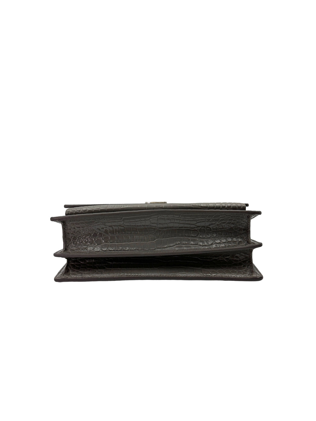 Saint Laurent Sunset Grey Croc-Embossed Leather Medium Size Shoulder Bag SL194