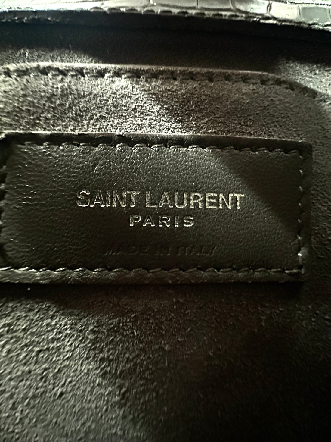 Saint Laurent Sunset Grey Croc-Embossed Leather Medium Size Shoulder Bag SL194