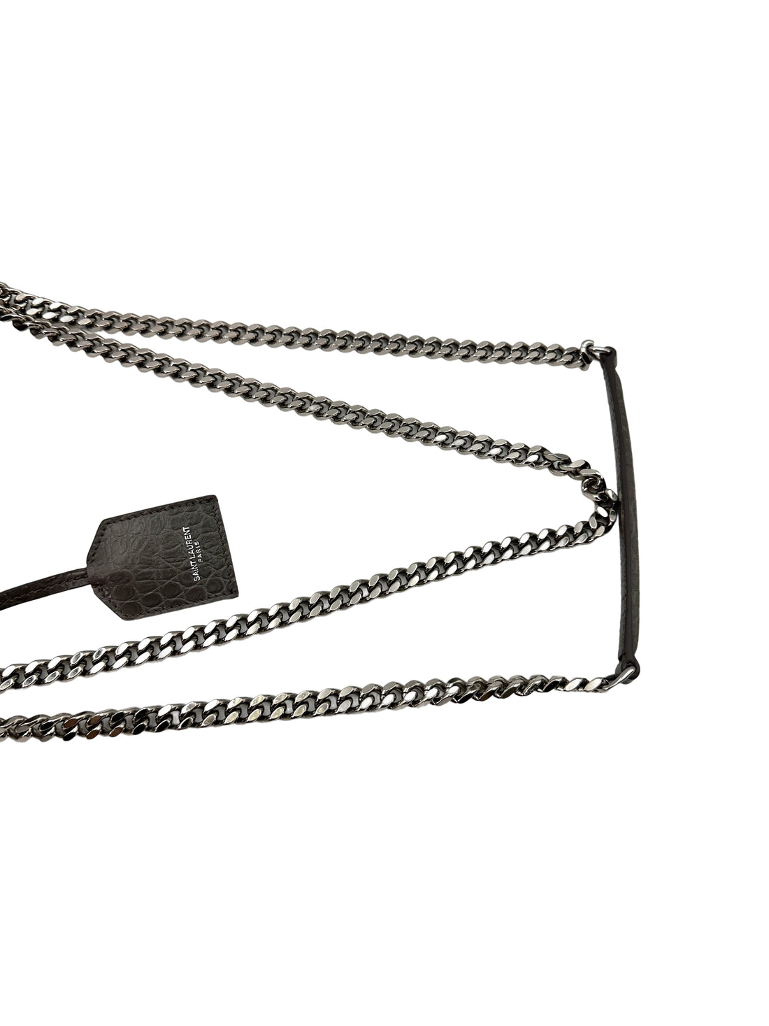 Saint Laurent Sunset Grey Croc-Embossed Leather Medium Size Shoulder Bag SL194