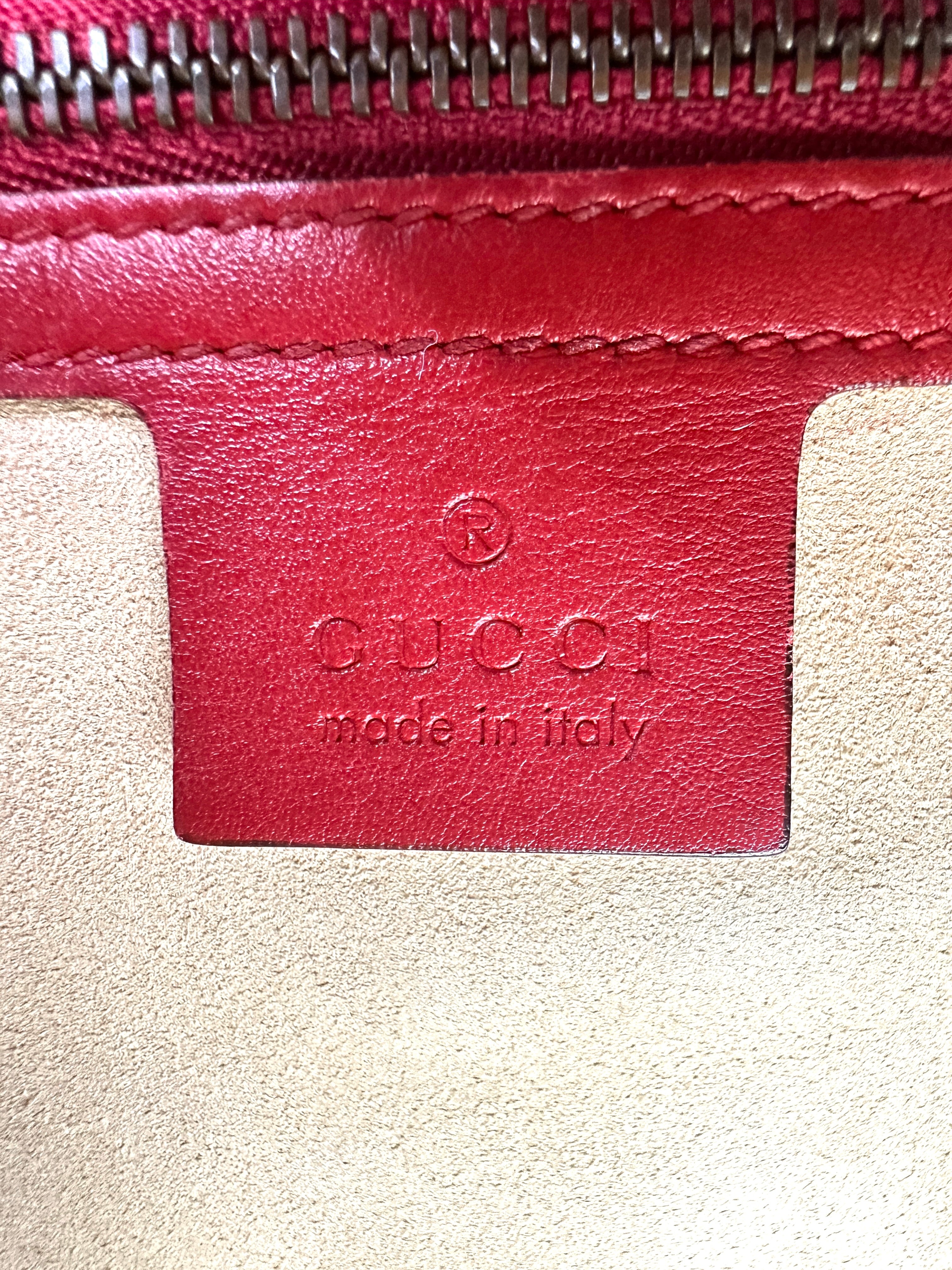 Gucci GG Marmont Red Chevron Quilted Leather Chain Shoulder Bag GG880