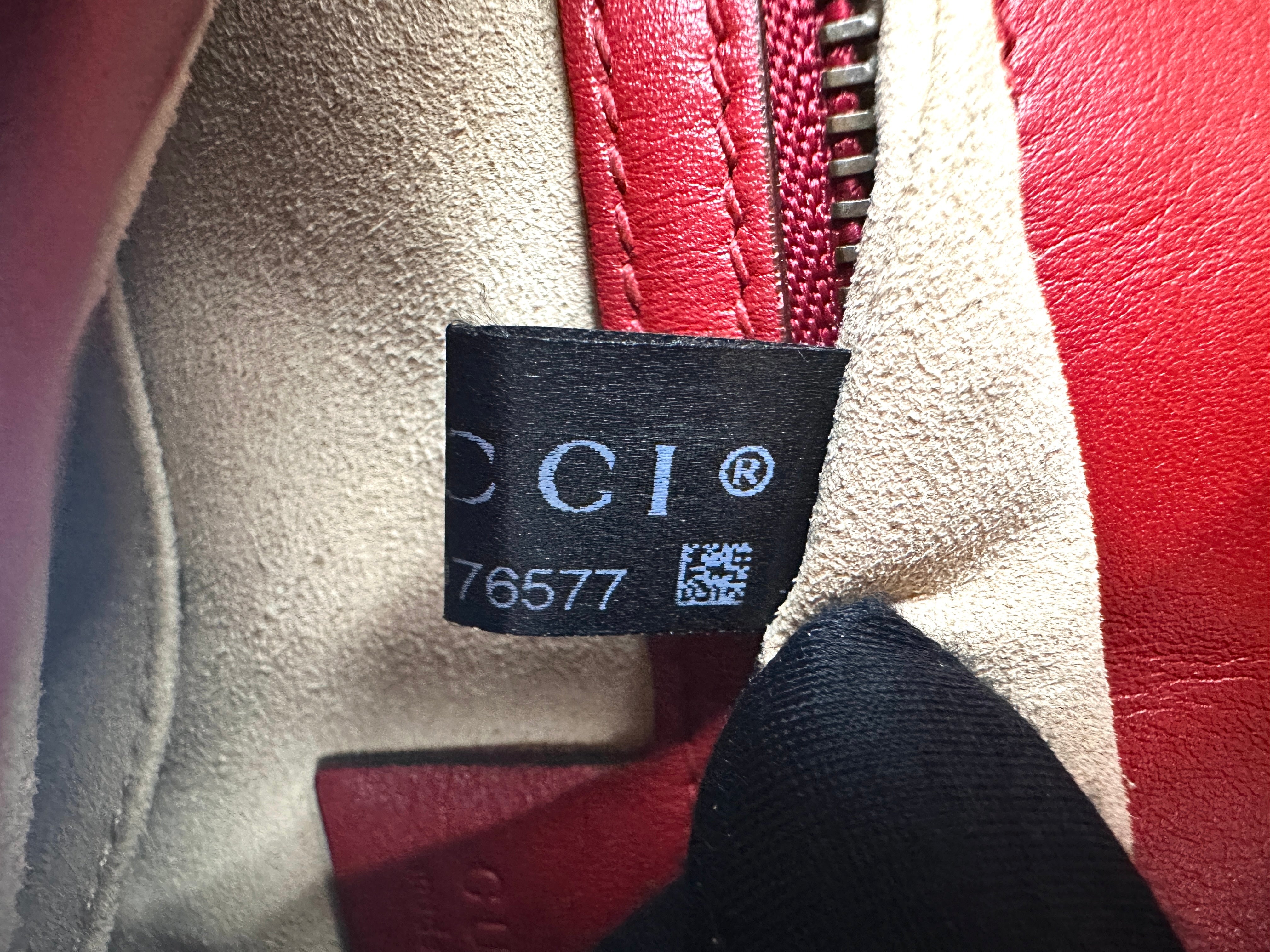 Gucci GG Marmont Red Chevron Quilted Leather Chain Shoulder Bag GG880