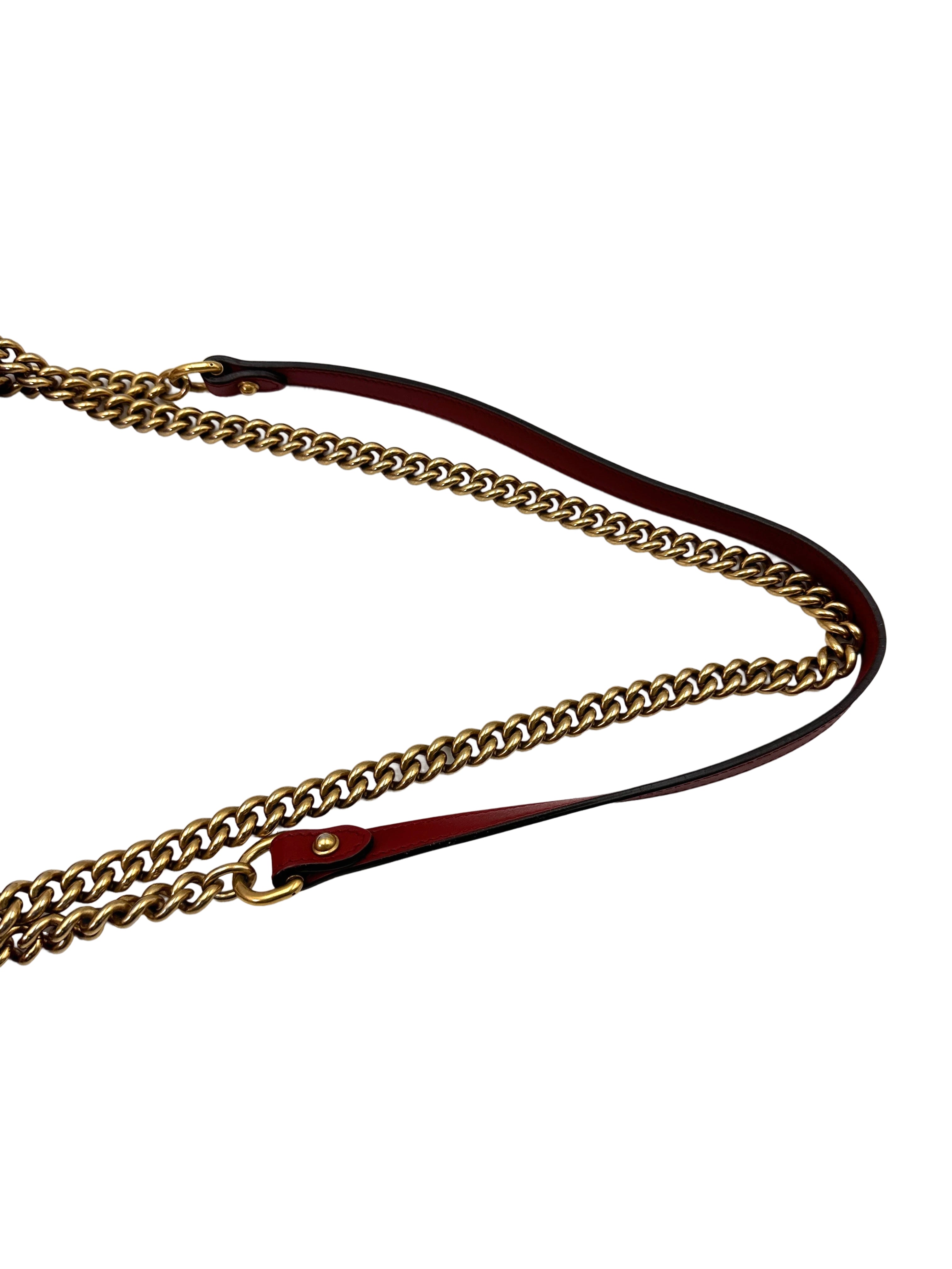 Gucci GG Marmont Red Chevron Quilted Leather Chain Shoulder Bag GG880