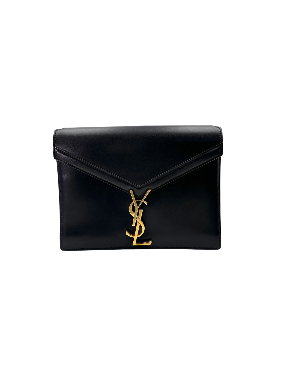 Saint Laurent Cassandra Black Smooth Leather Flap Bag With Gold Hardware SL196