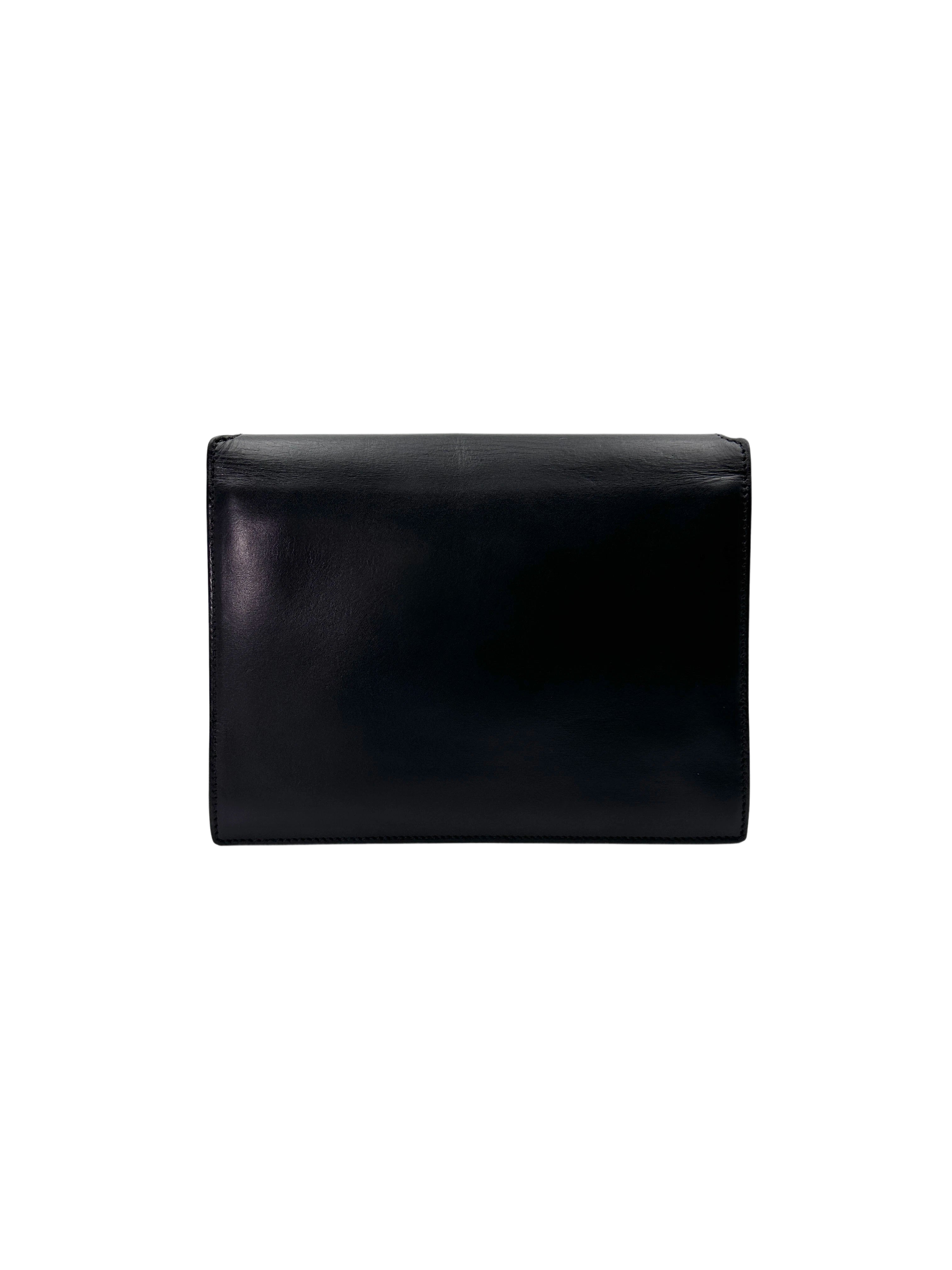 Saint Laurent Cassandra Black Smooth Leather Flap Bag With Gold Hardware SL196