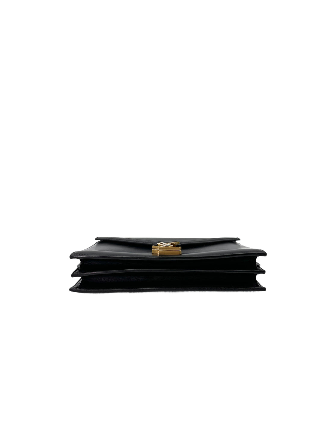 Saint Laurent Cassandra Black Smooth Leather Flap Bag With Gold Hardware SL196