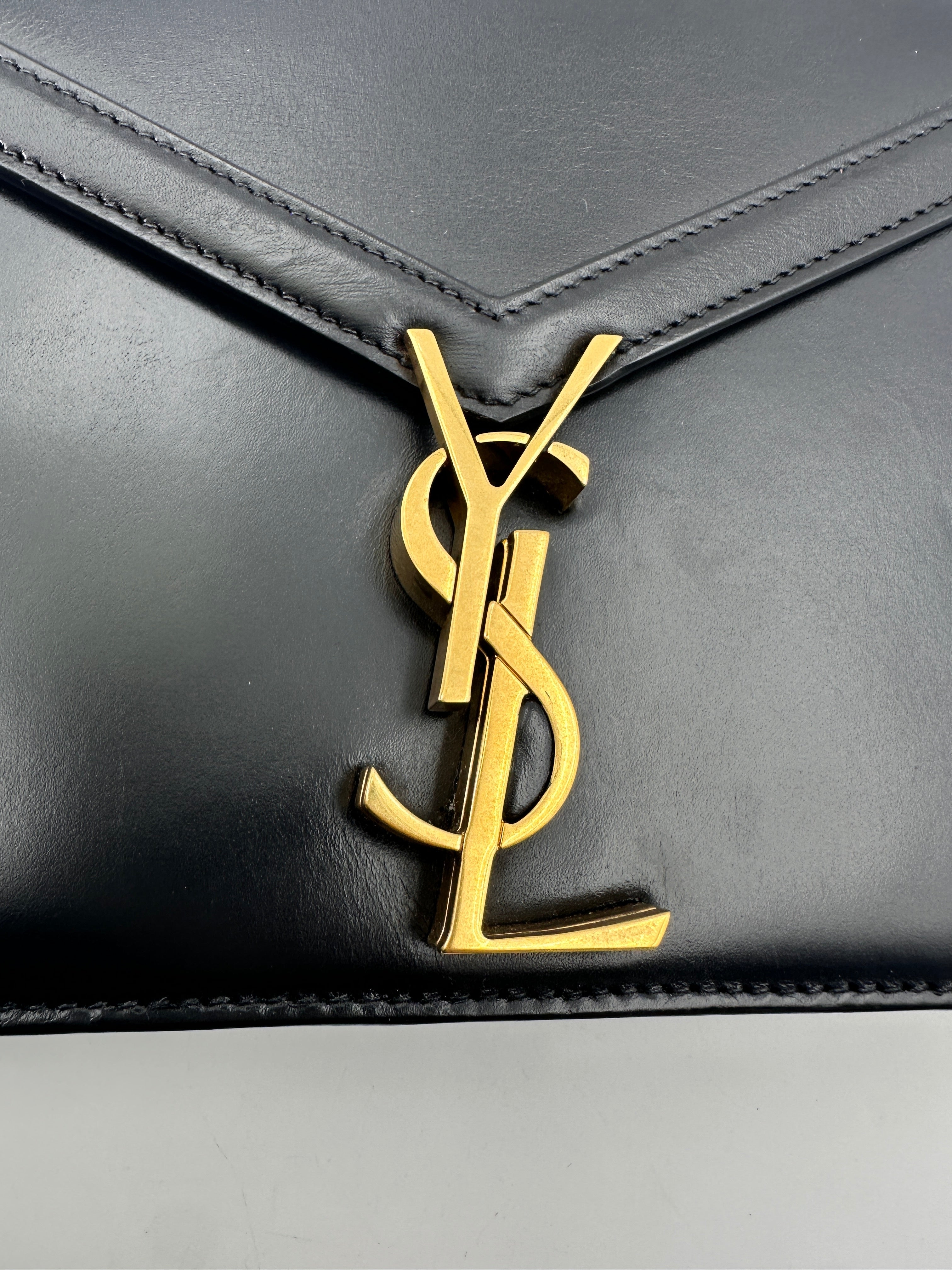Saint Laurent Cassandra Black Smooth Leather Flap Bag With Gold Hardware SL196