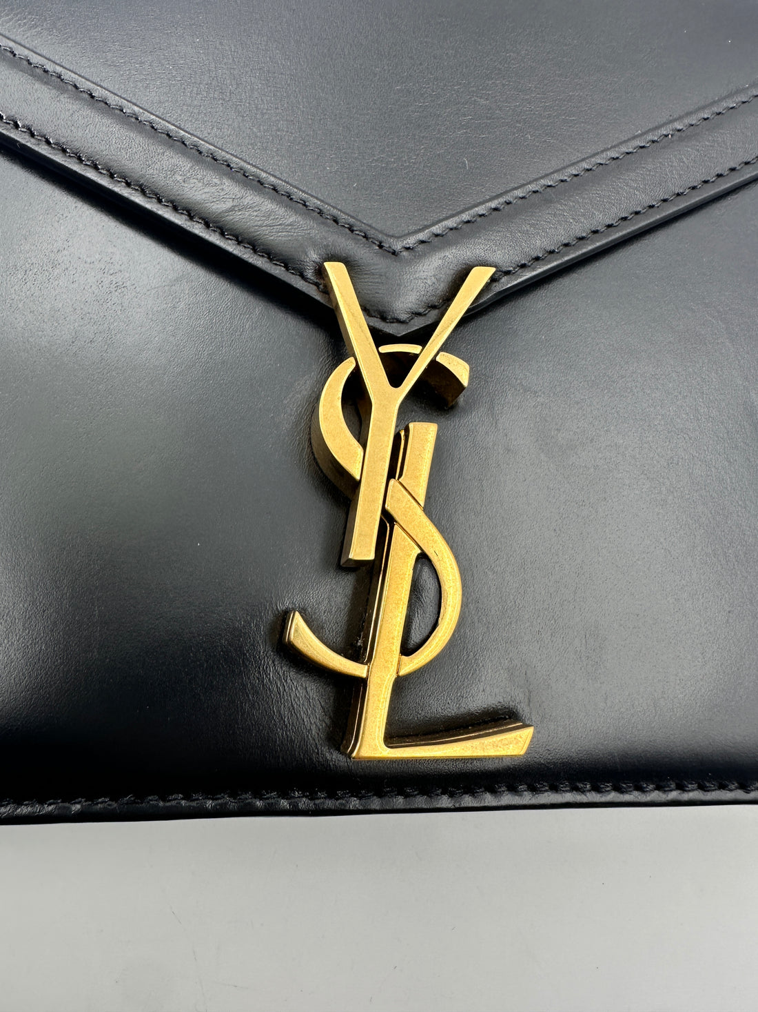 Saint Laurent Cassandra Black Smooth Leather Flap Bag With Gold Hardware SL196
