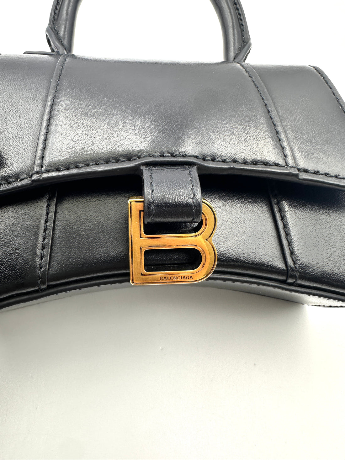 Balenciaga Hourglass Black Leather Mini Shoulder Bag BB66
