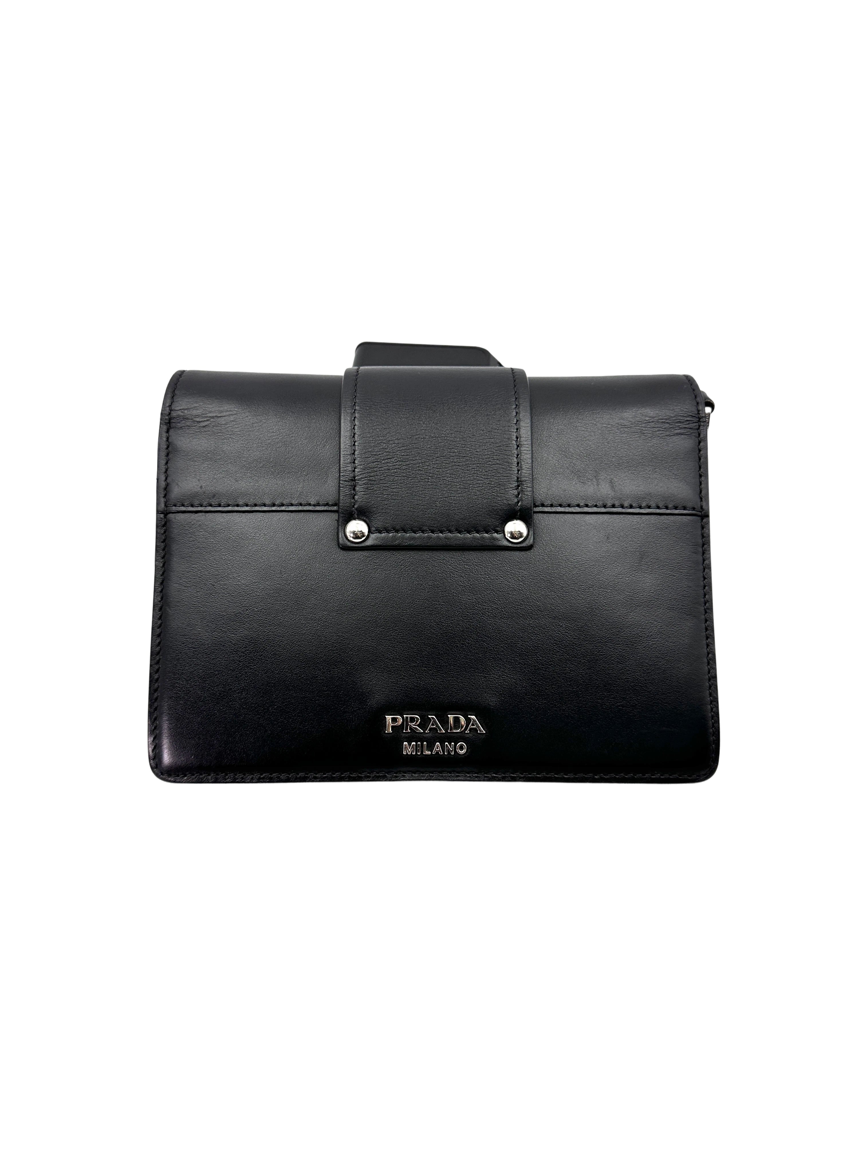 Prada Plex Ribbon Black/Pink Leather Shoulder Bag PR293