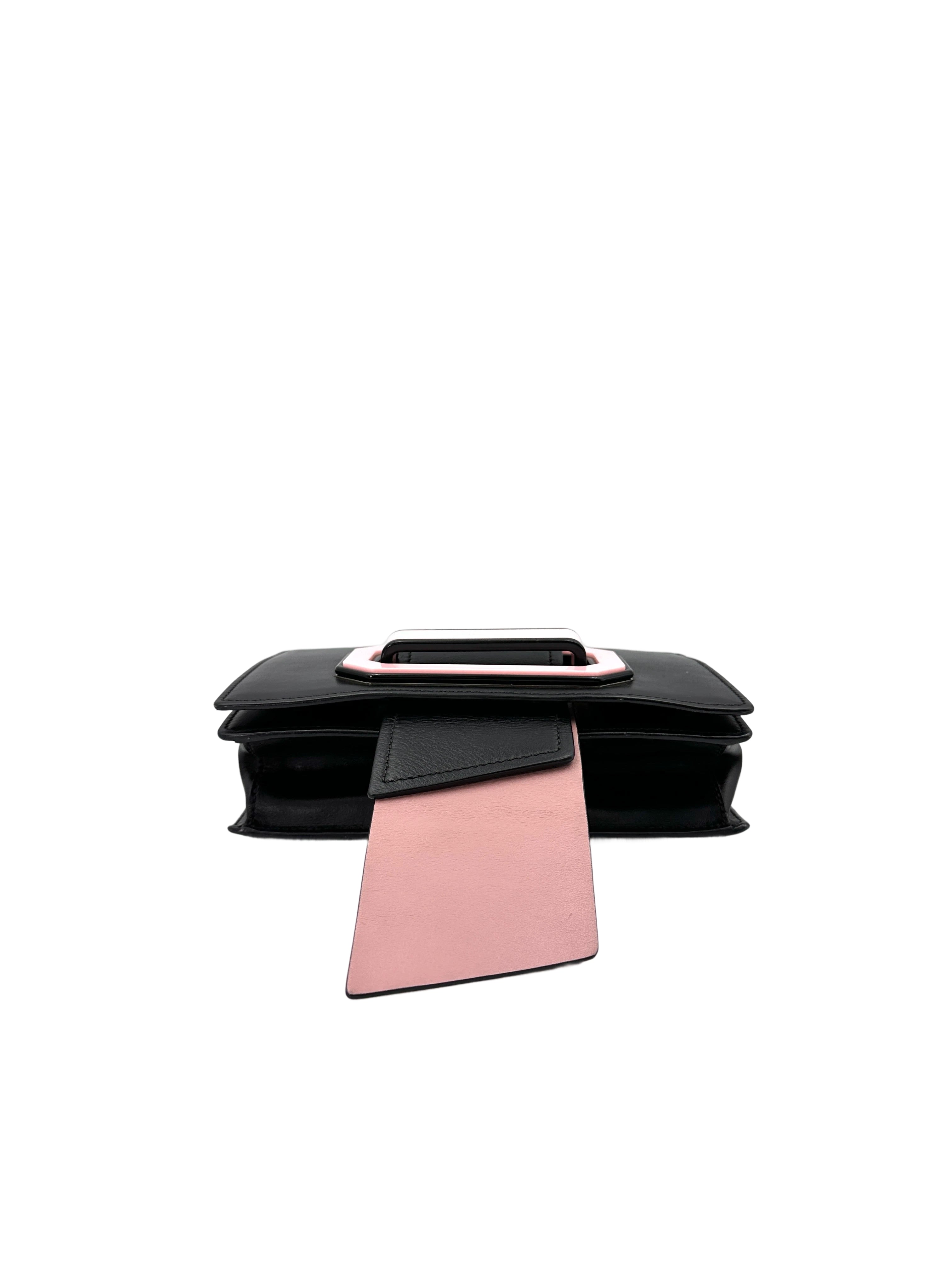 Prada Plex Ribbon Black/Pink Leather Shoulder Bag PR293