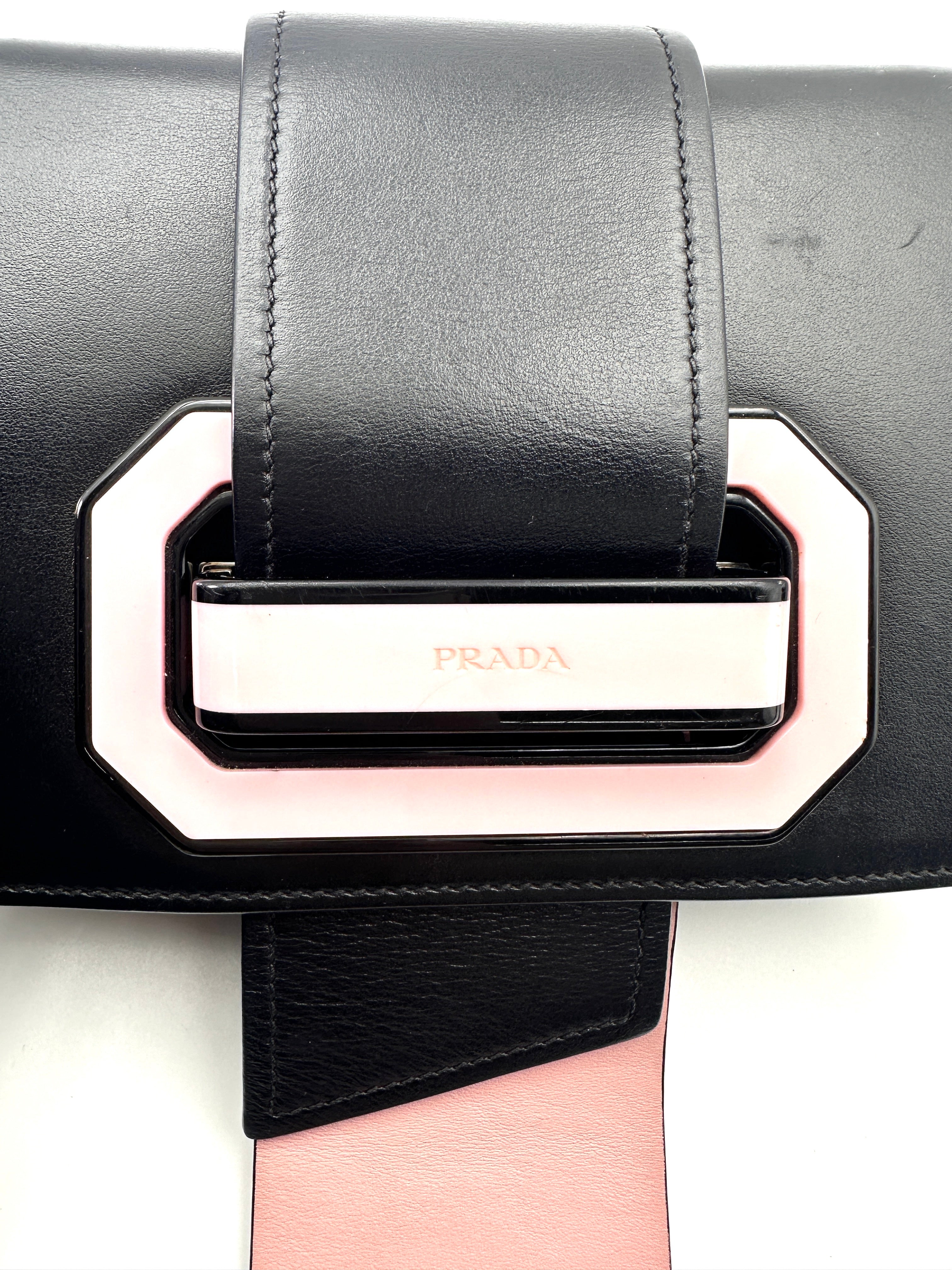 Prada Plex Ribbon Black/Pink Leather Shoulder Bag PR293