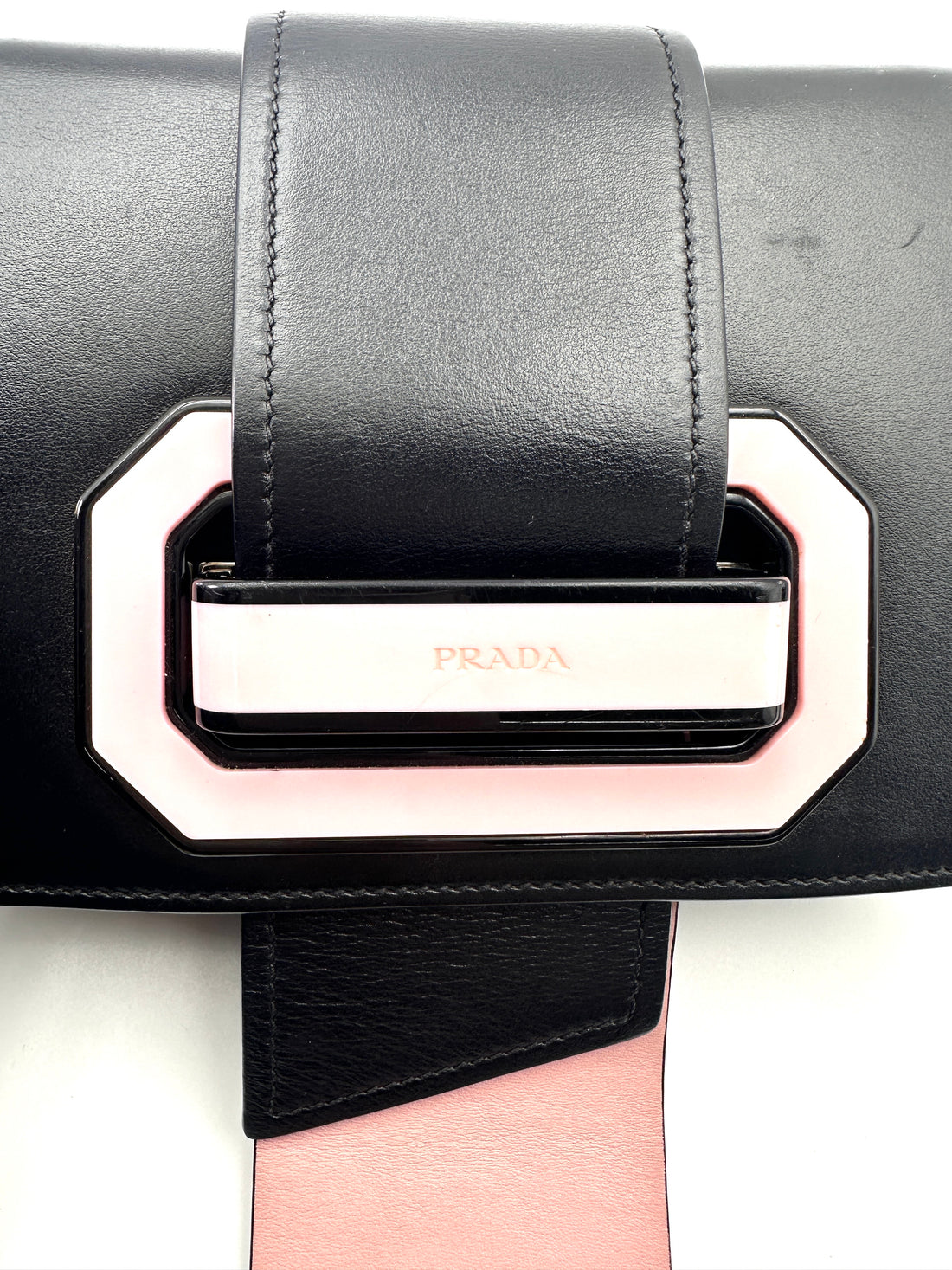 Prada Plex Ribbon Black/Pink Leather Shoulder Bag PR293
