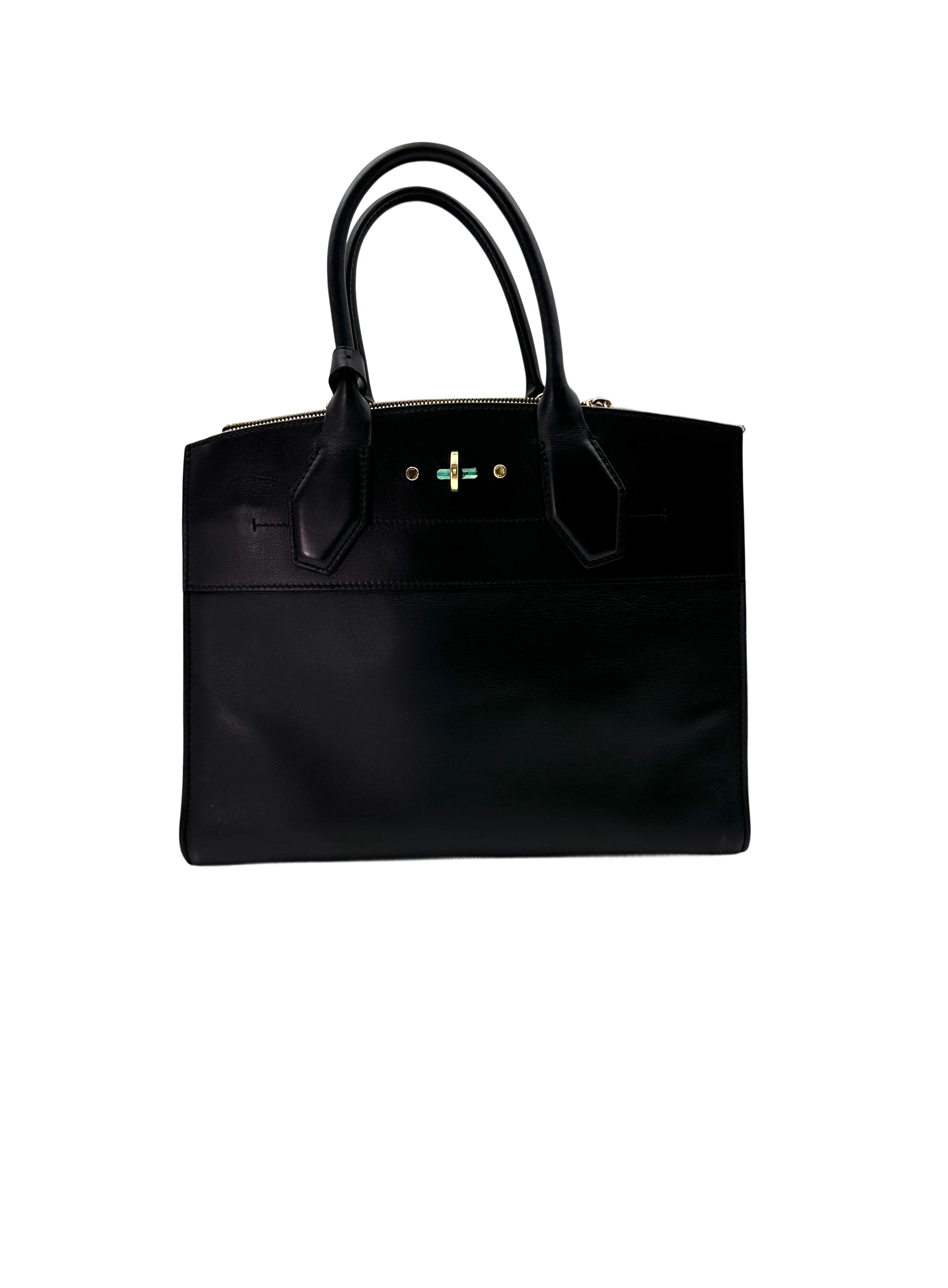 Louis Vuitton City Steamer Black Grained Leather Small Size Handle Bag LV2531