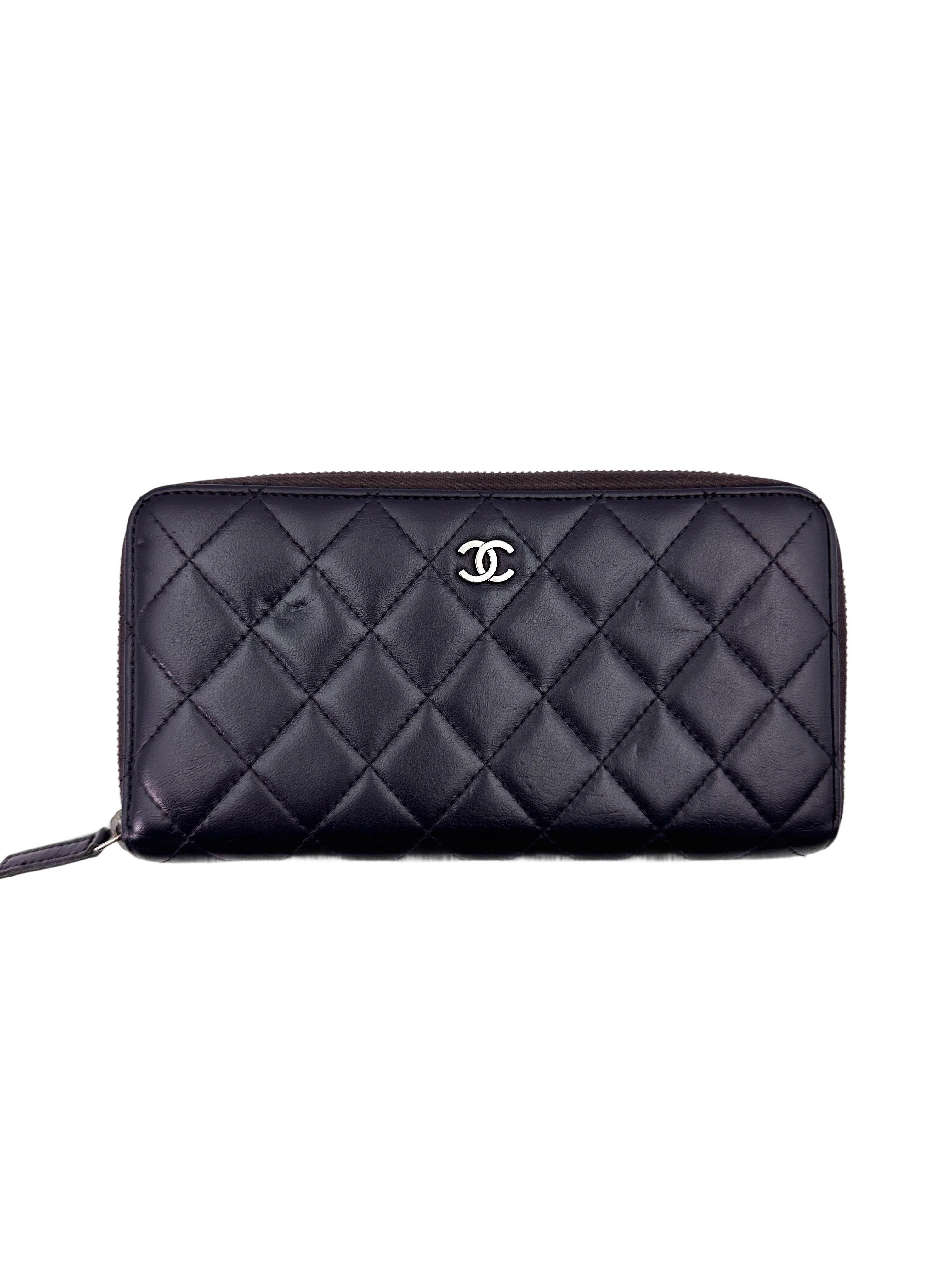 Chanel Black Quilted Leather Long Wallet(15***00) CC1848