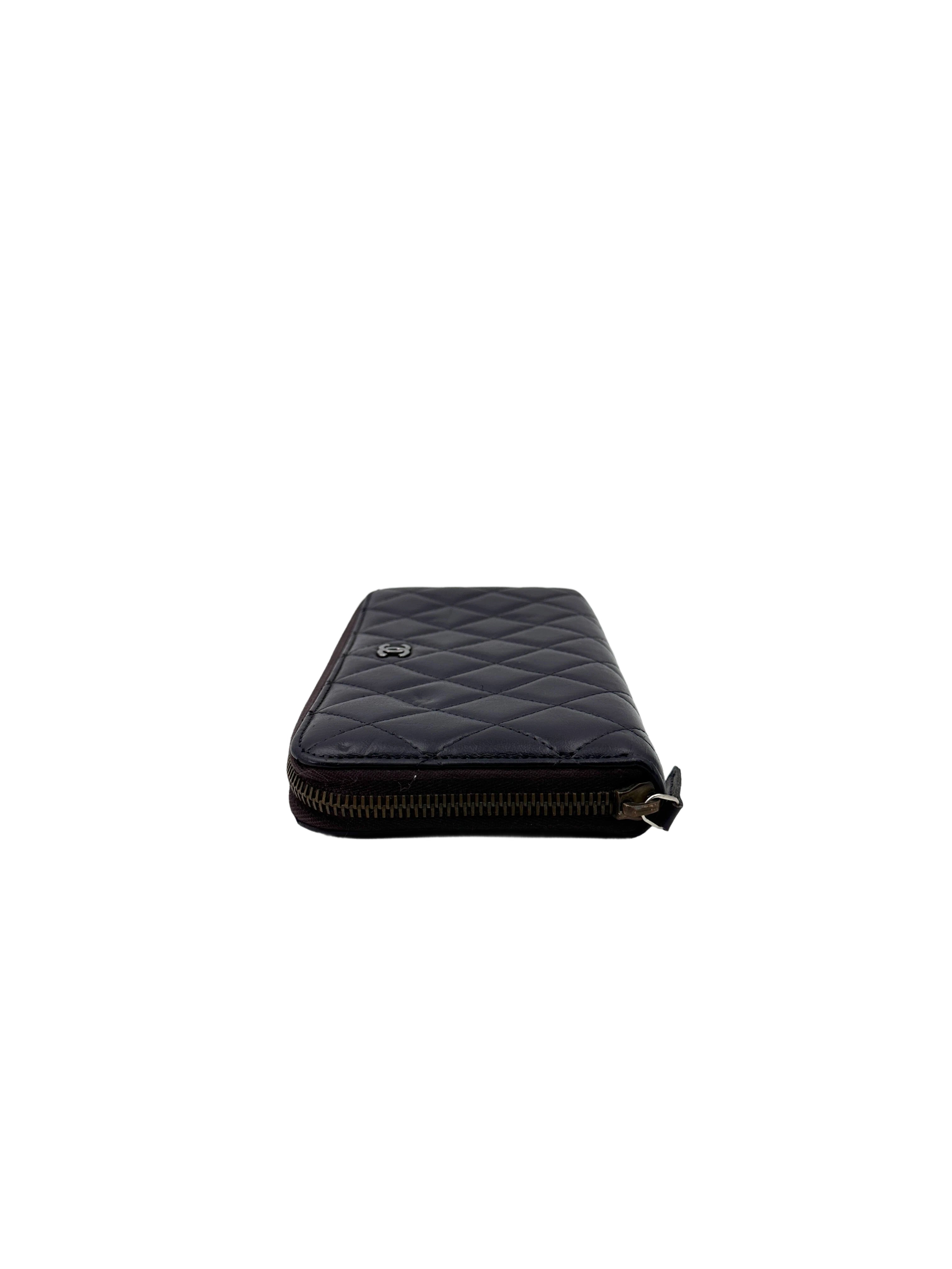 Chanel Black Quilted Leather Long Wallet(15***00) CC1848