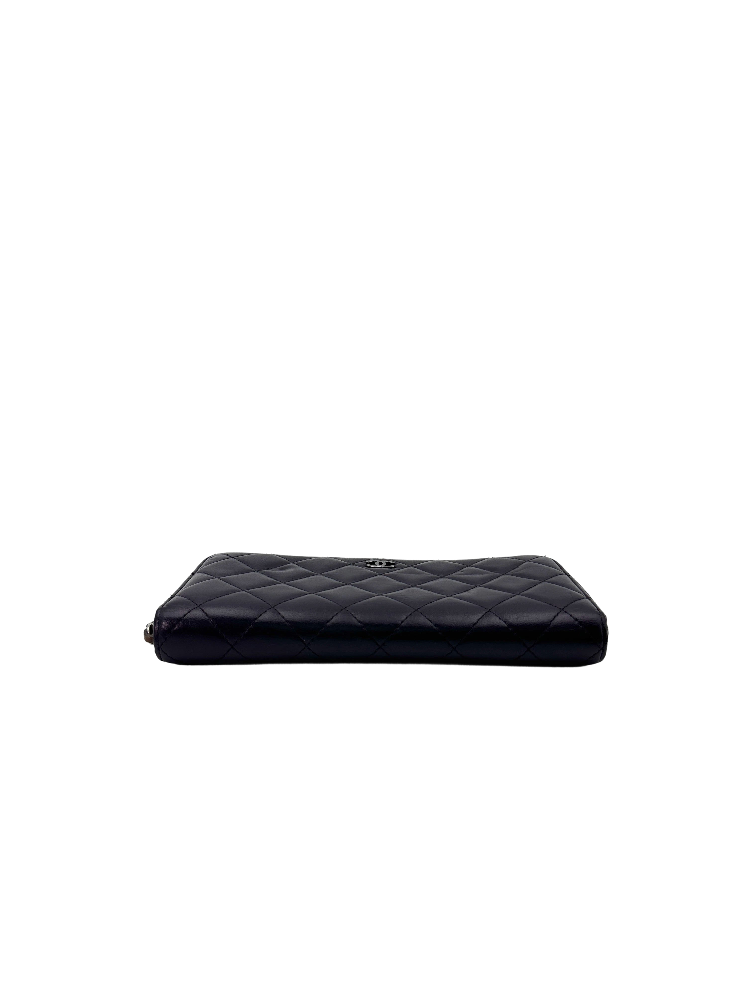 Chanel Black Quilted Leather Long Wallet(15***00) CC1848