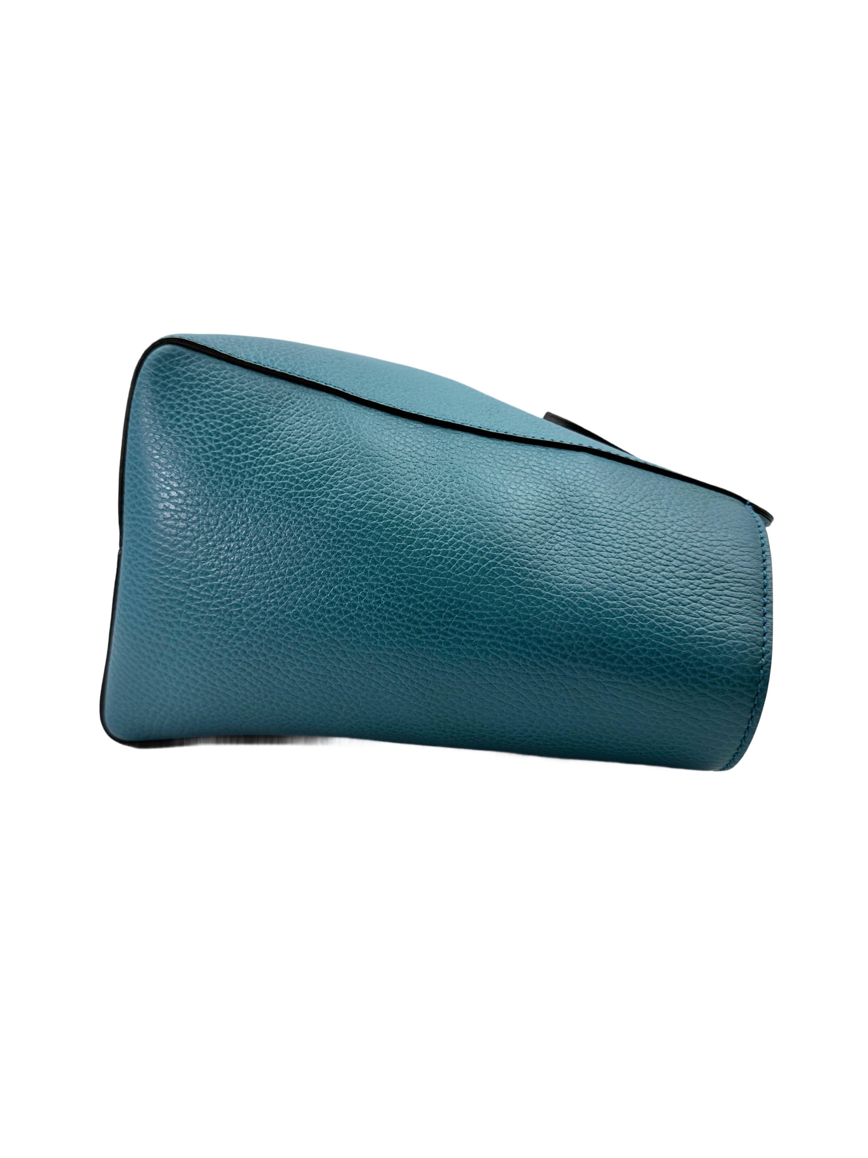 Gucci Swing Blue Leather Tote Handle Bag GG879