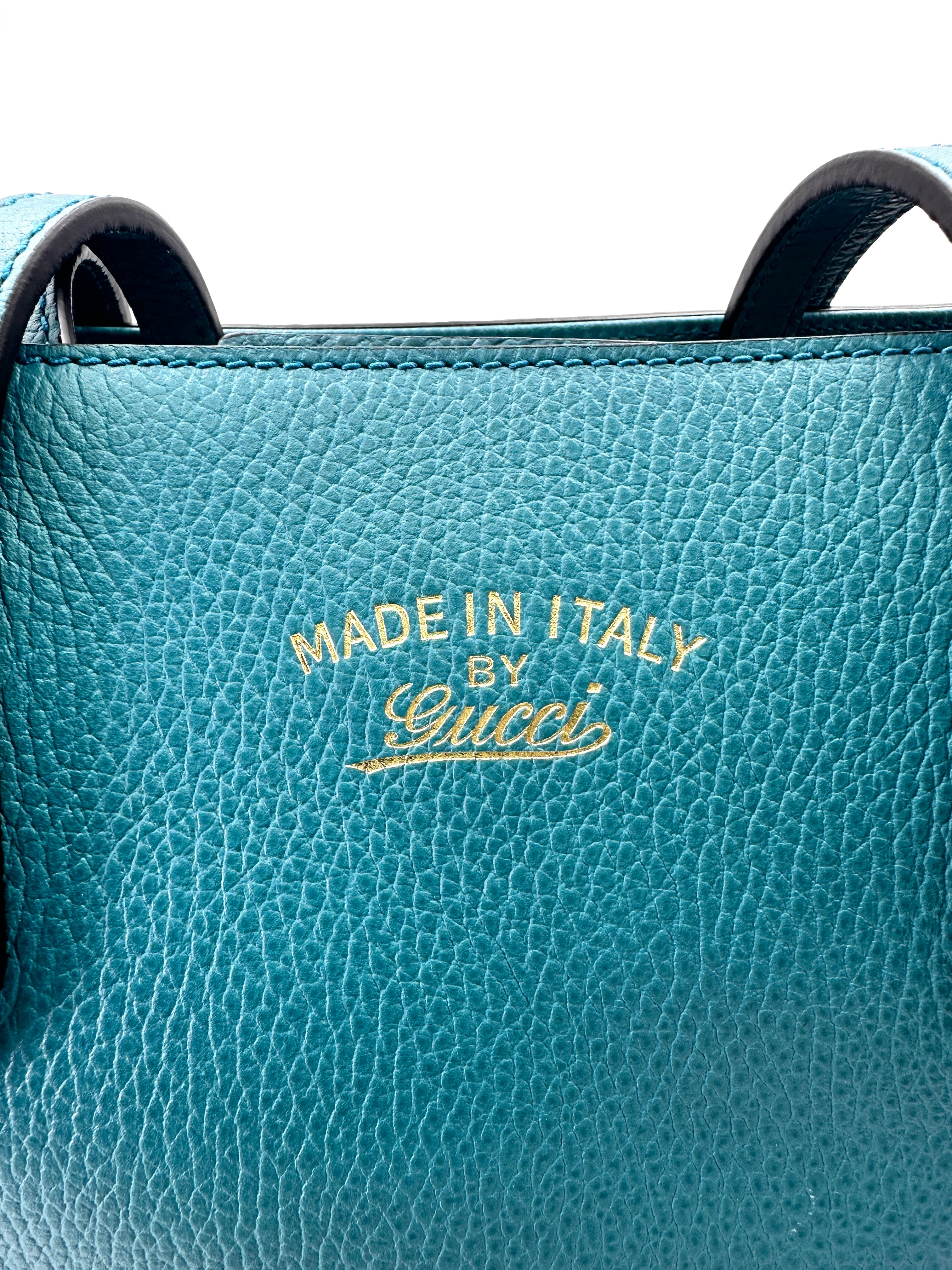 Gucci Swing Blue Leather Tote Handle Bag GG879