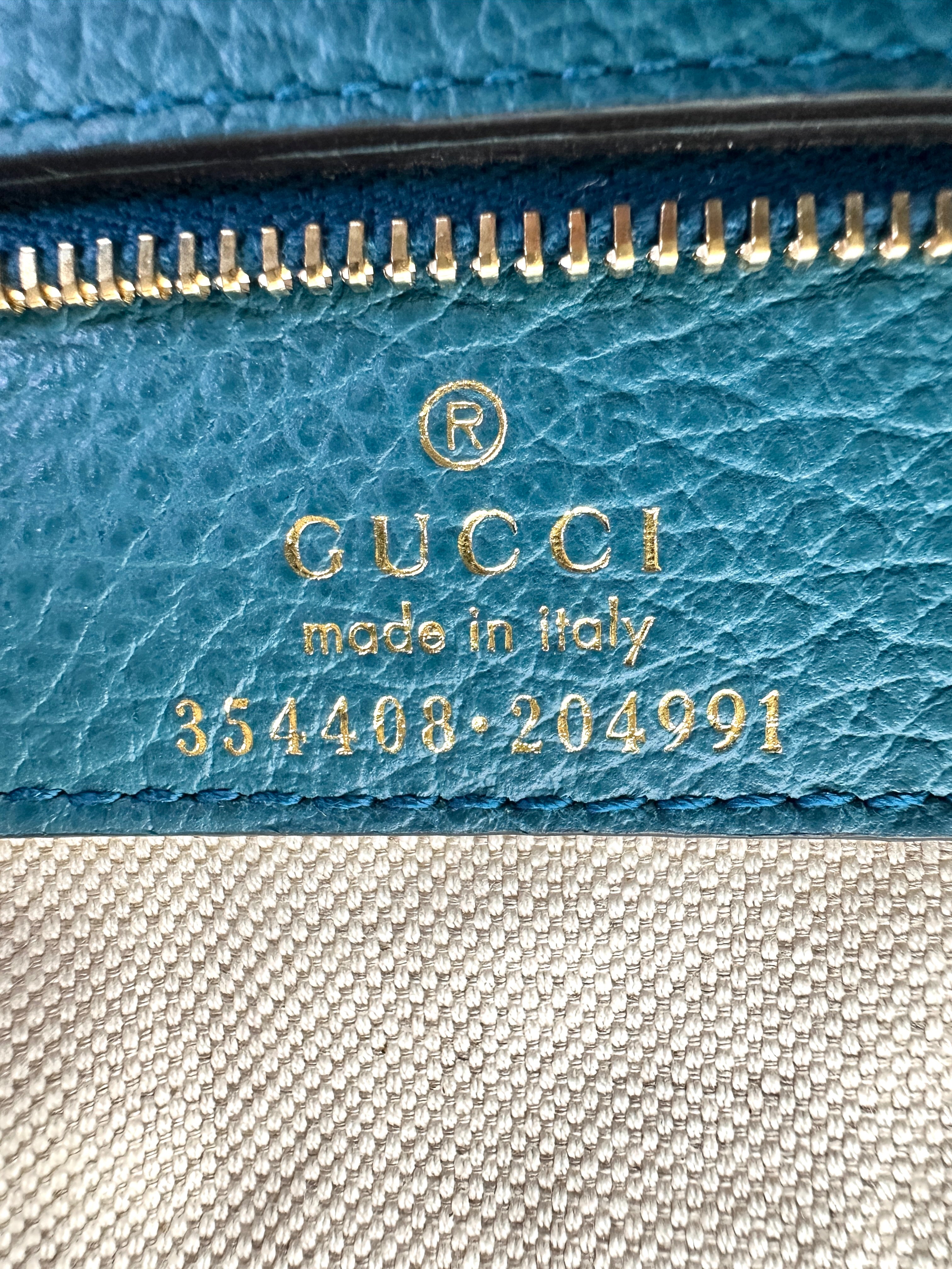 Gucci Swing Blue Leather Tote Handle Bag GG879