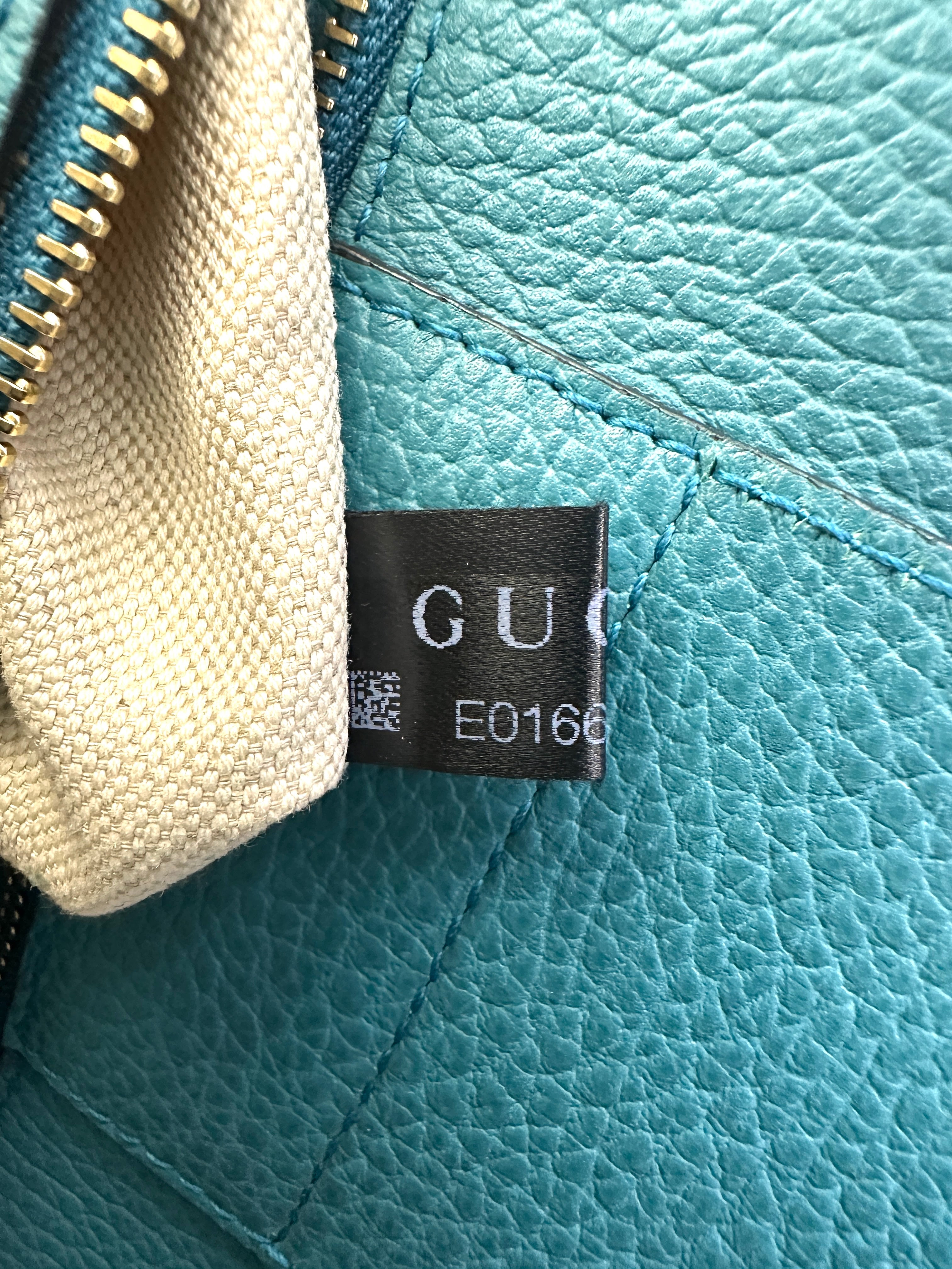 Gucci Swing Blue Leather Tote Handle Bag GG879