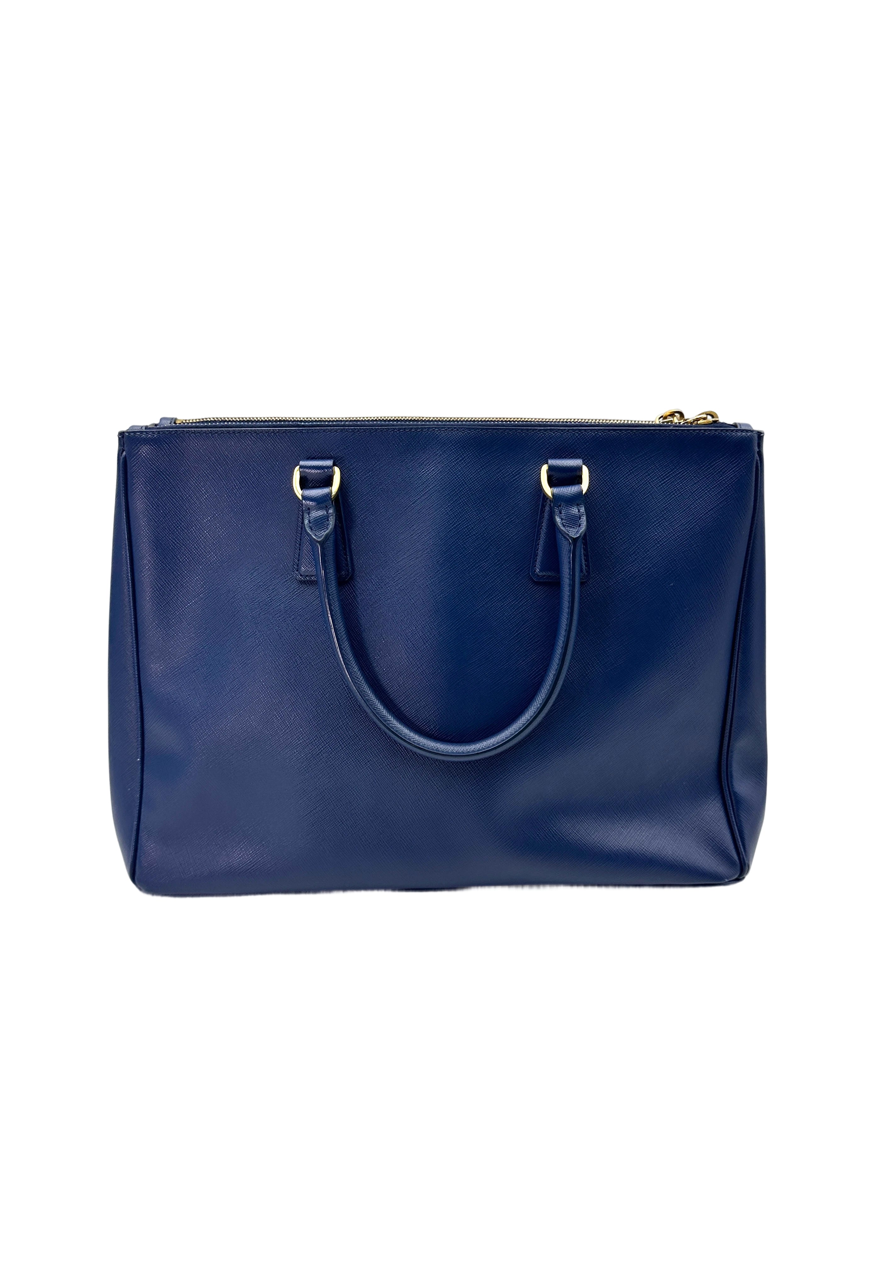 Prada Galleria Navy Saffiano Leather Handle Bag PR290
