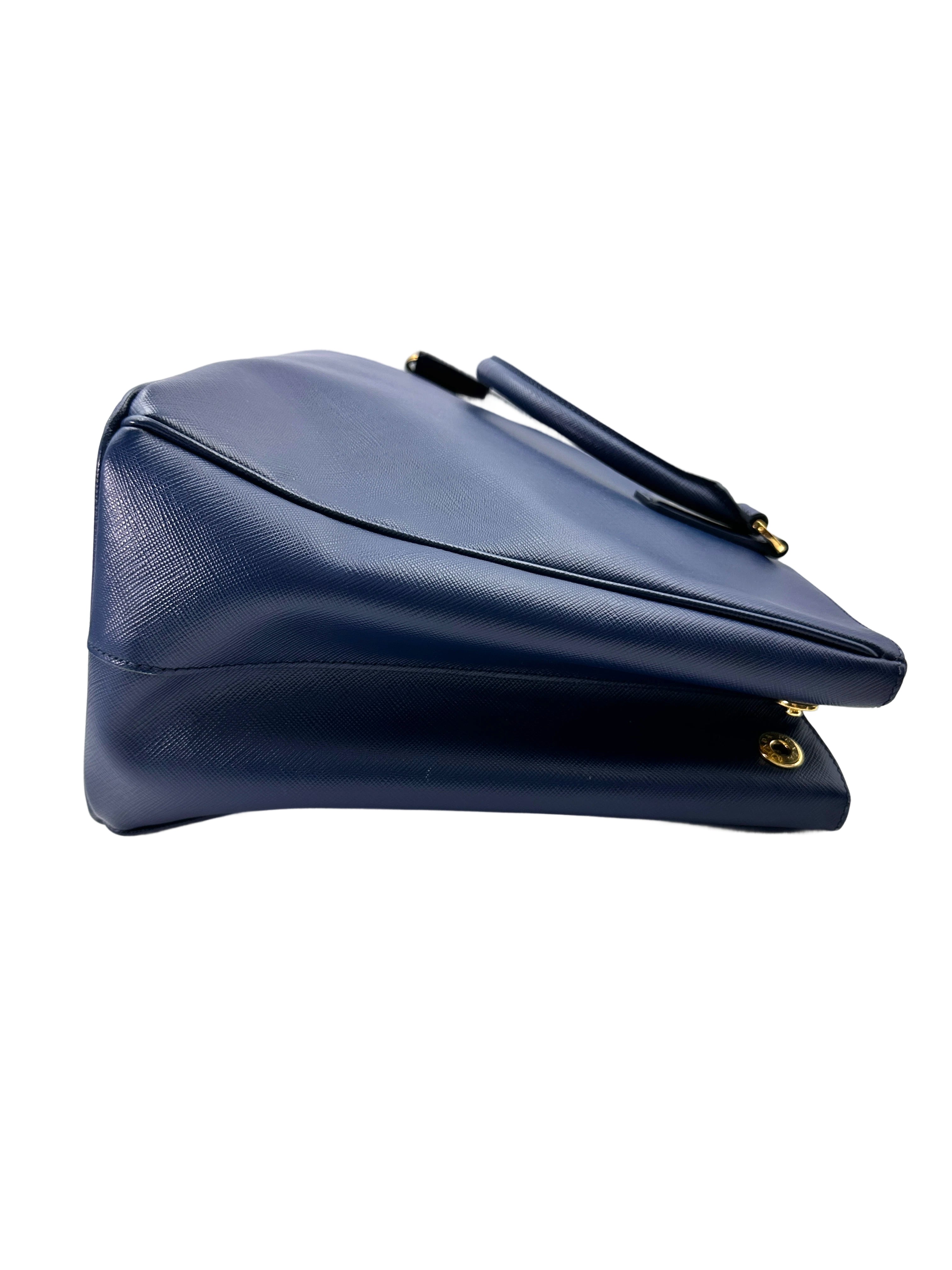 Prada Galleria Navy Saffiano Leather Handle Bag PR290