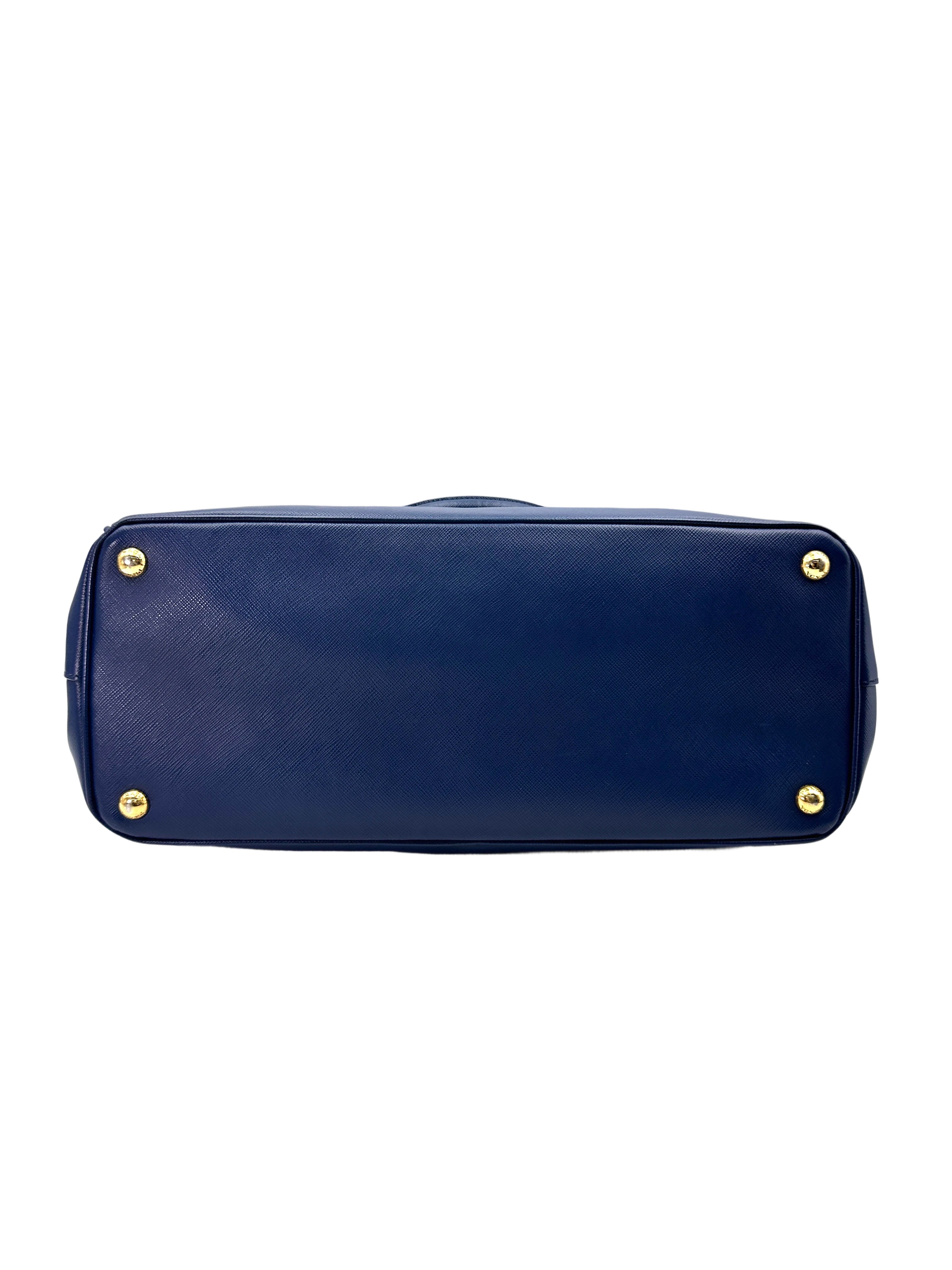 Prada Galleria Navy Saffiano Leather Handle Bag PR290