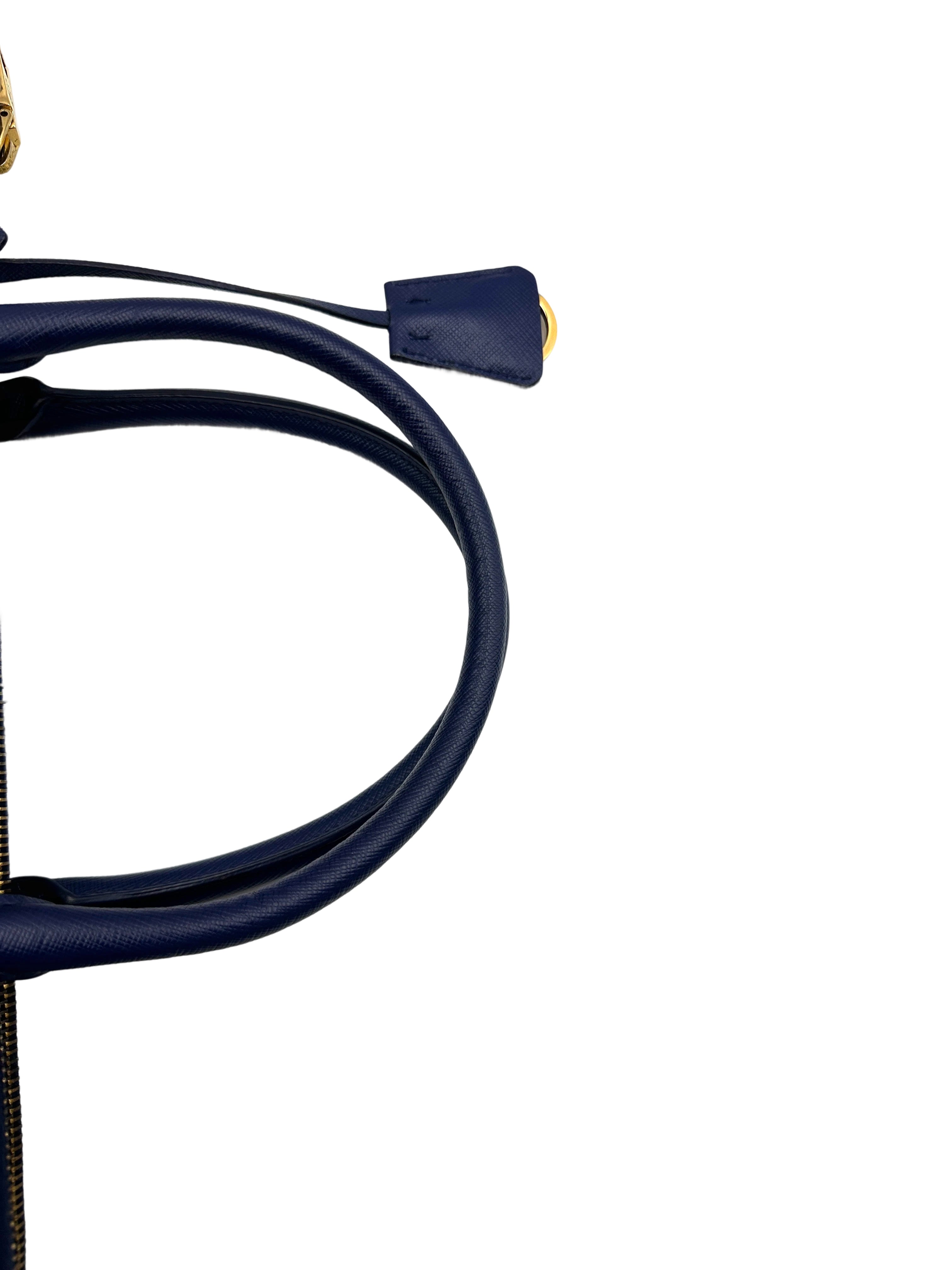 Prada Galleria Navy Saffiano Leather Handle Bag PR290