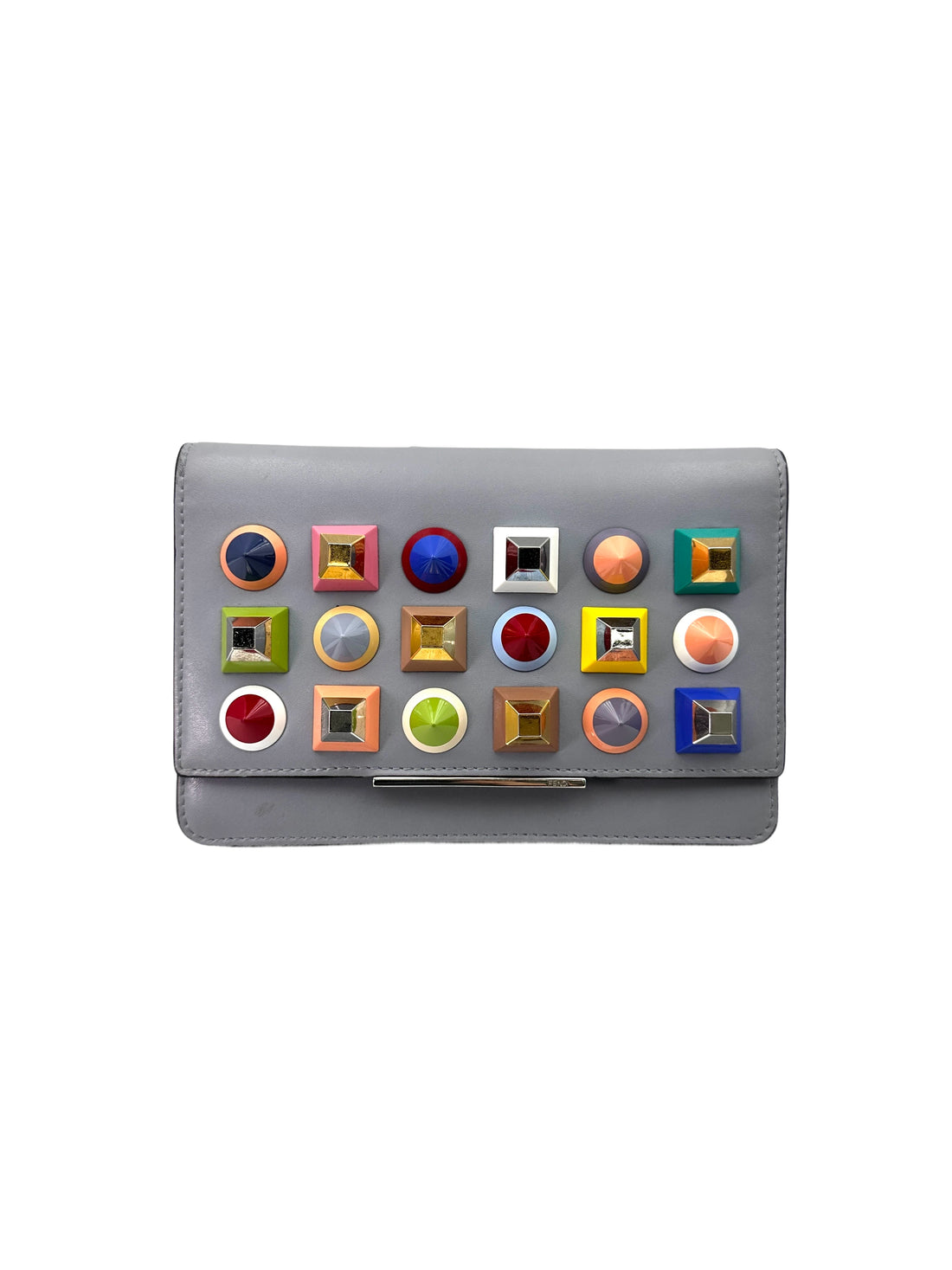 Fendi Rainbow Grey Leather Wallet On Chain FF98