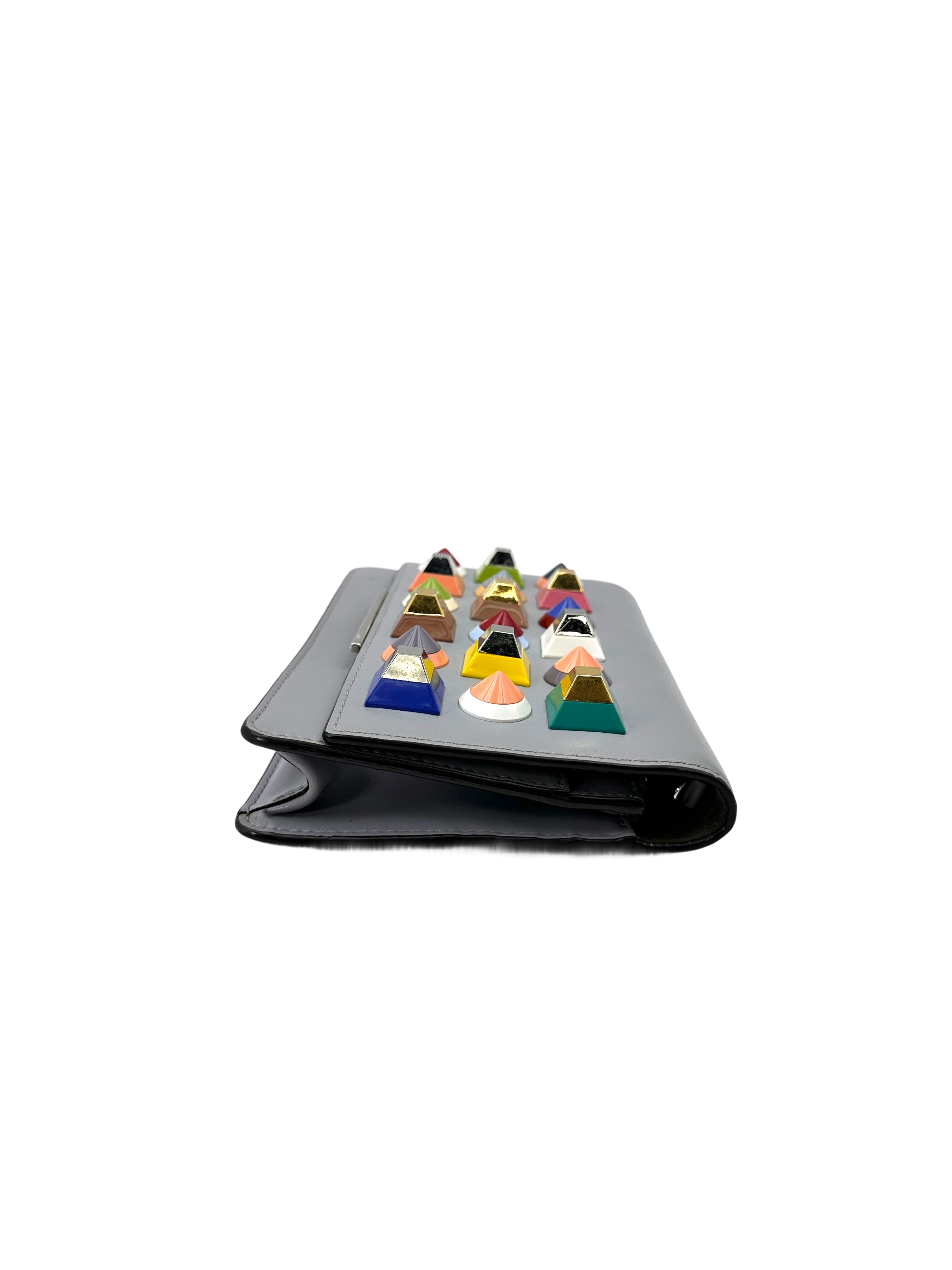 Fendi Rainbow Grey Leather Wallet On Chain FF98