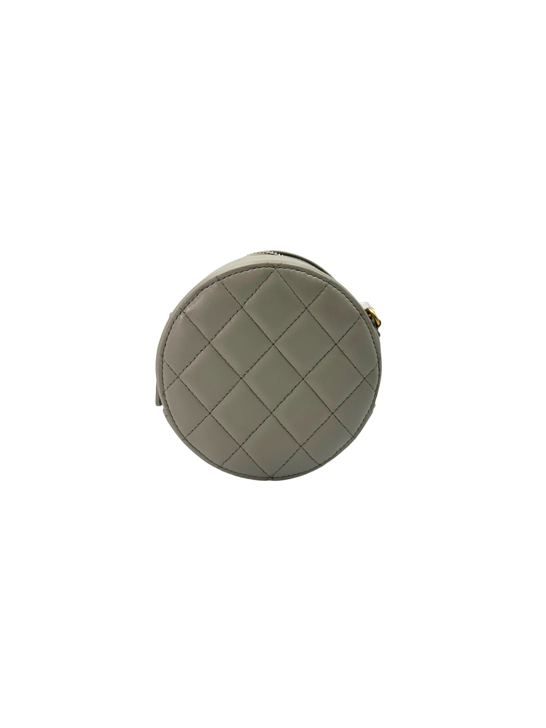 Chanel Grey Quilted Leather Pearl Crush Round Clutch(31***04) CC1844
