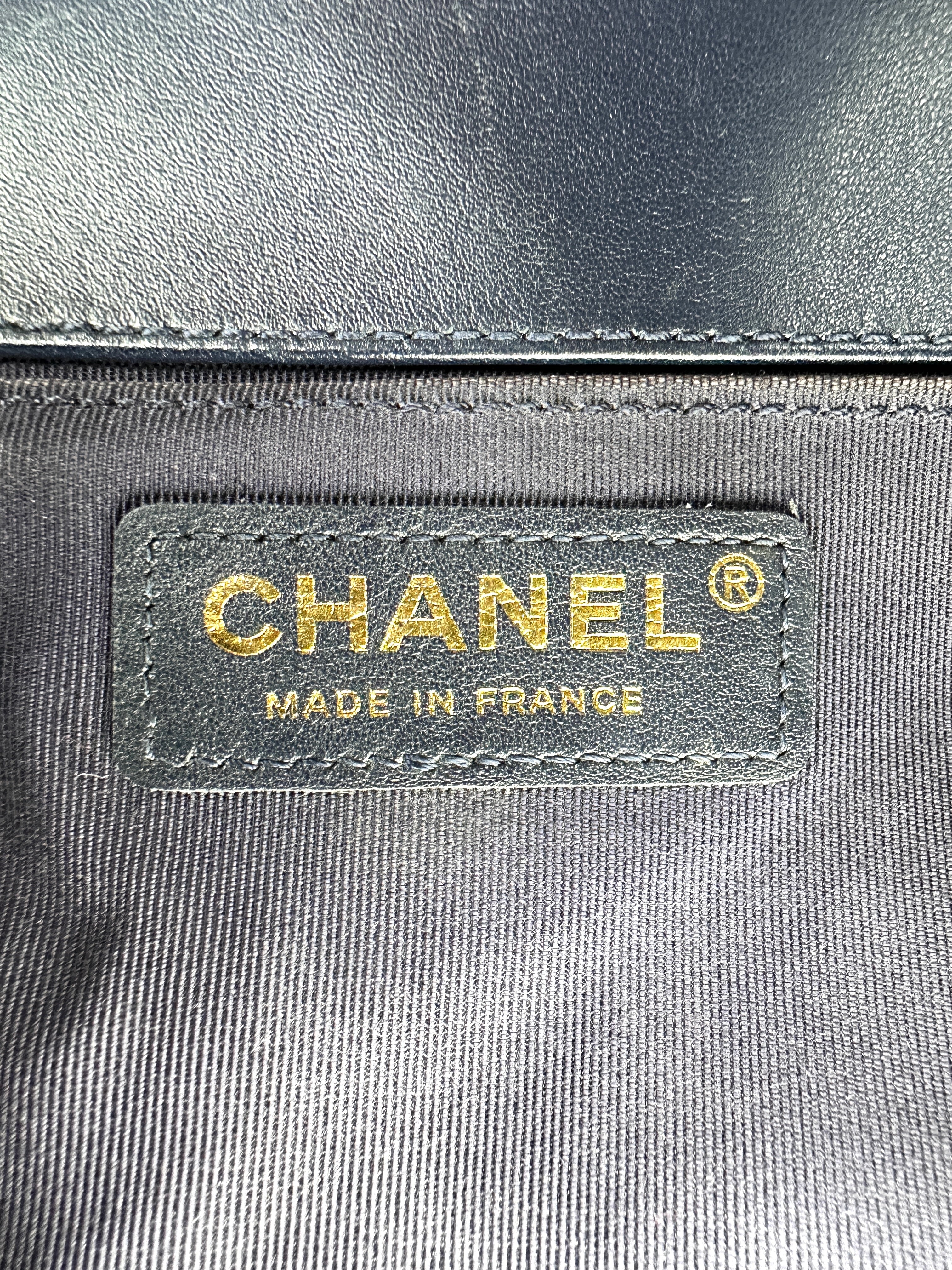 Chanel LeBoy Black Chevron Quilted Leather Flap Bag With Gold Buckle(25***16) CC1845