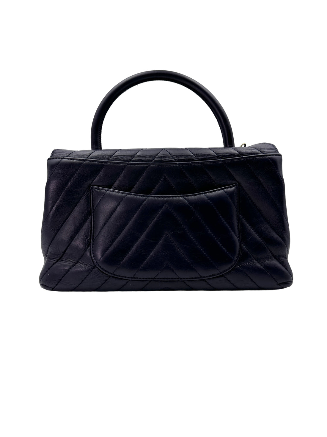 Chanel CoCo Handle Black Chevron Quilted Leather Handle Bag With Gold Buckle(24***32) CC1846
