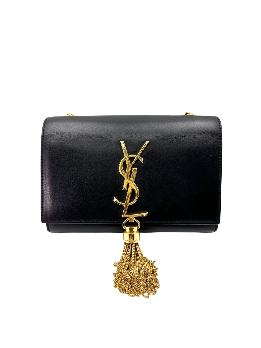 Saint Laurent Kate Black Leather Flap Bag With Gold Hardware SL195